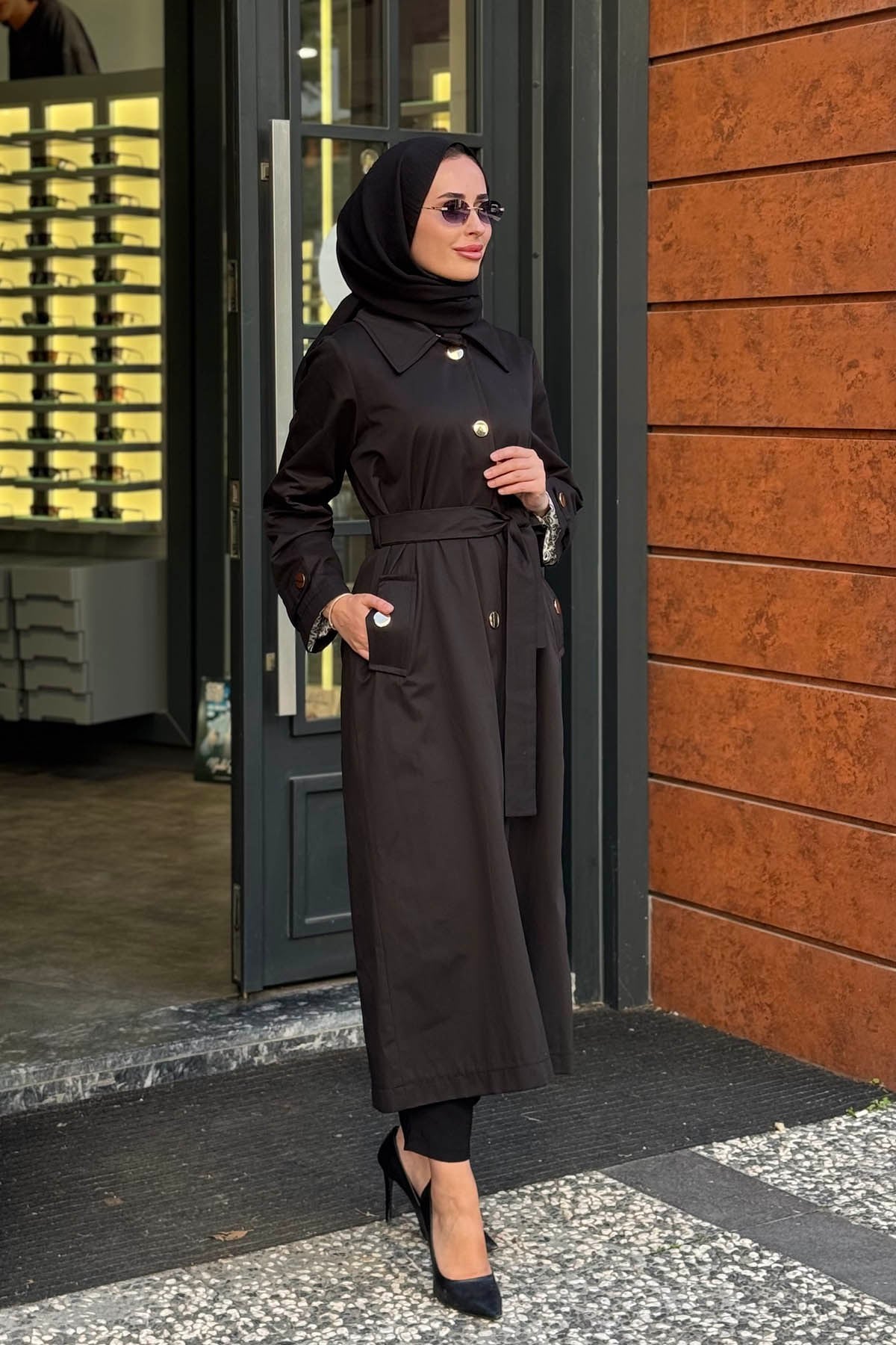 beiaz Mora Trench SK27-1003 Siyah