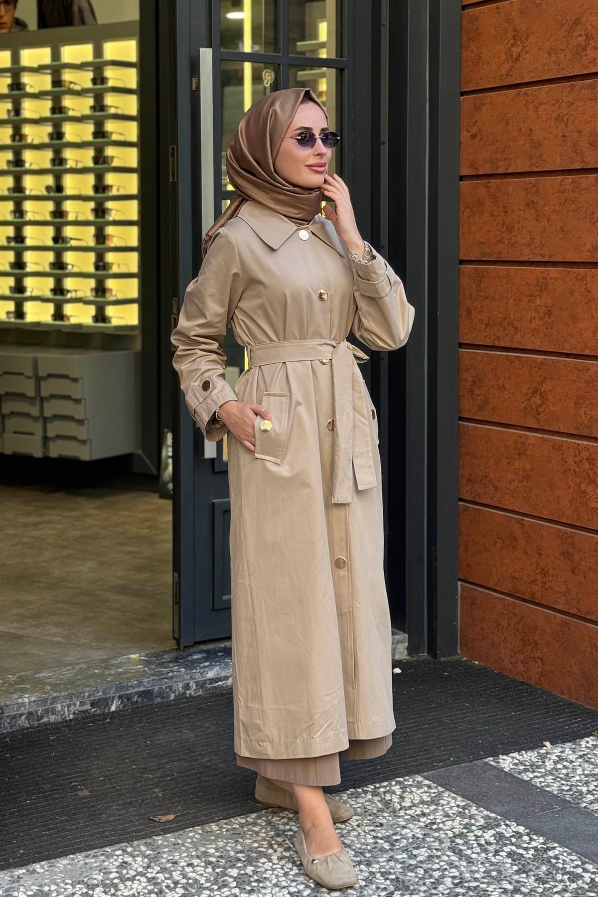 beiaz Mora Trench SK27-1003 Taş