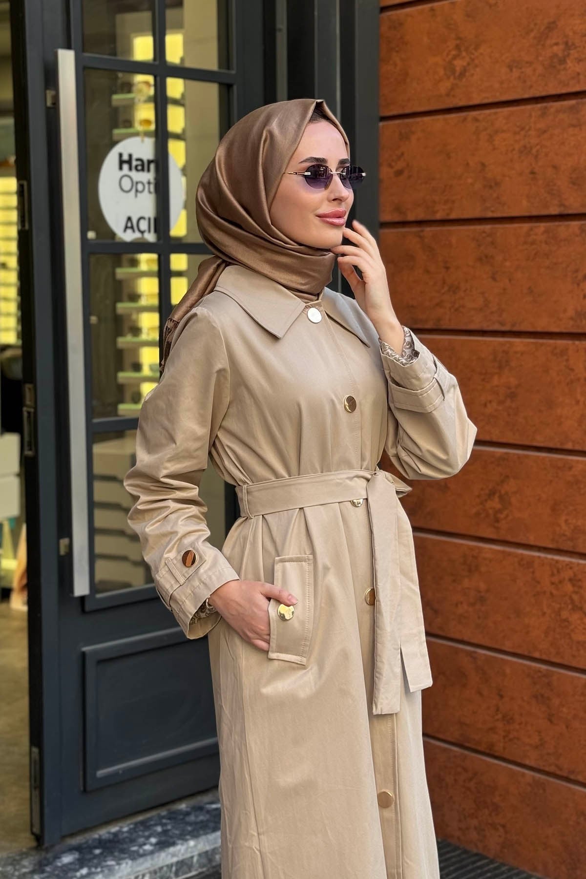 beiaz Mora Trench SK27-1003 Taş