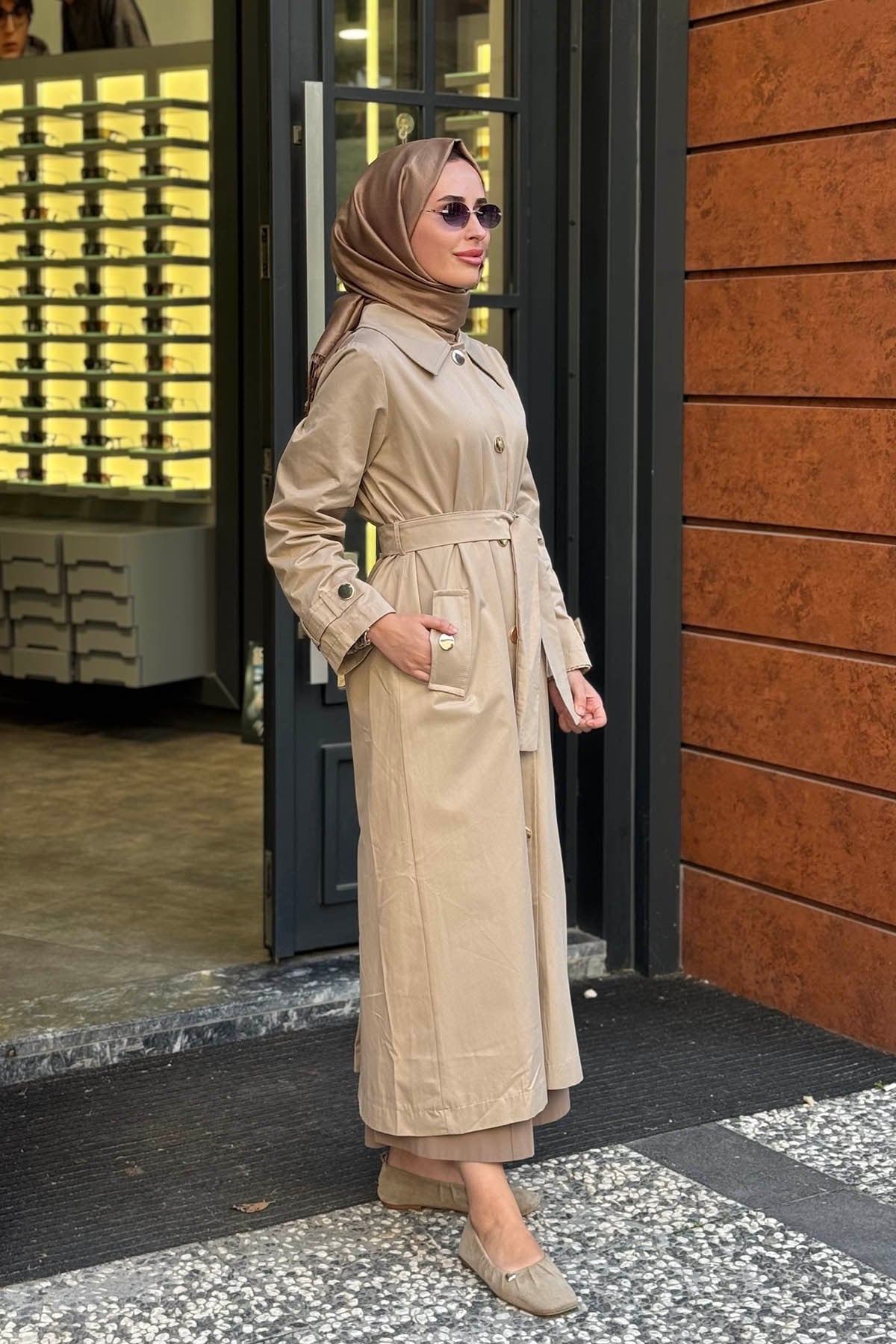 beiaz Mora Trench SK27-1003 Taş