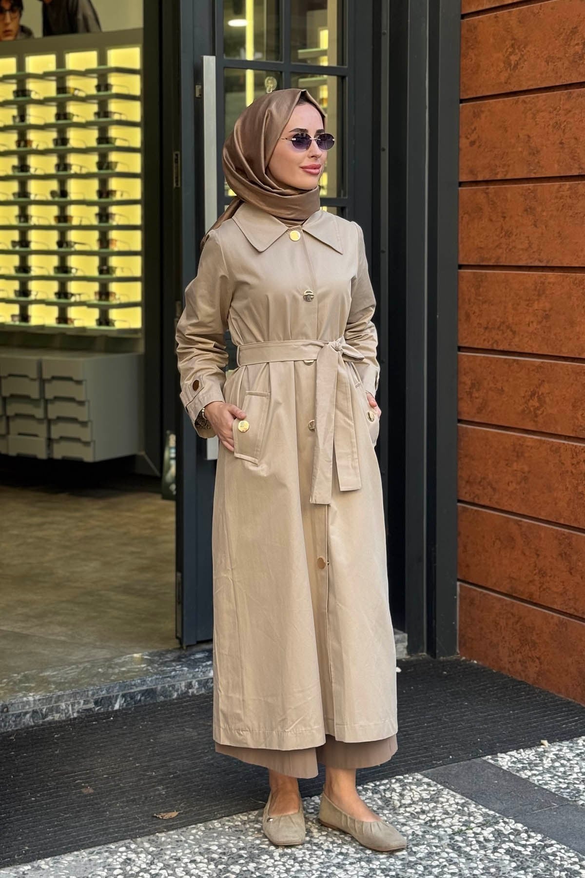 beiaz Mora Trench SK27-1003 Taş