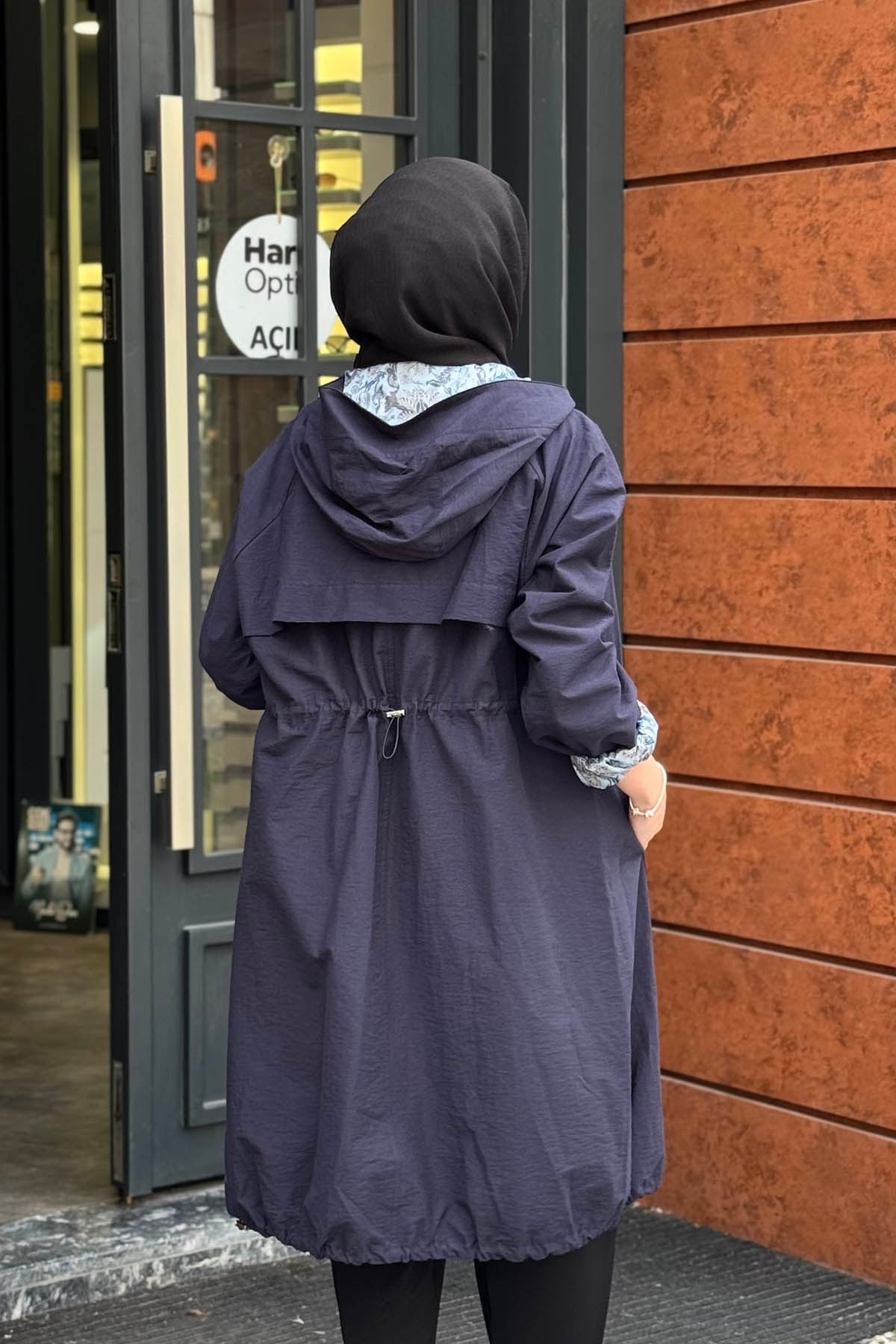 beiaz Nora Büzgülü Trençkot SK27-1001 Lacivert