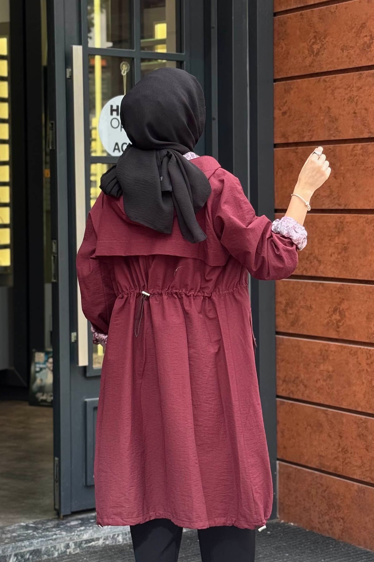beiaz Nora Büzgülü Trençkot SK27-1001 Bordo