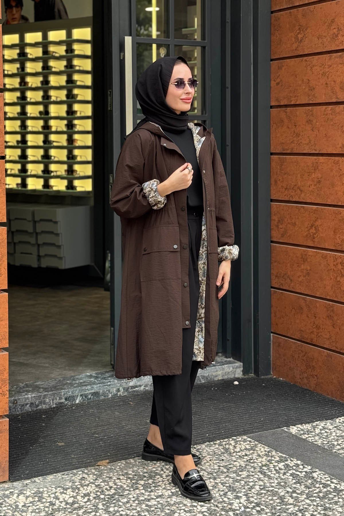 beiaz Nora Büzgülü Trençkot SK27-1001 Acı Kahve