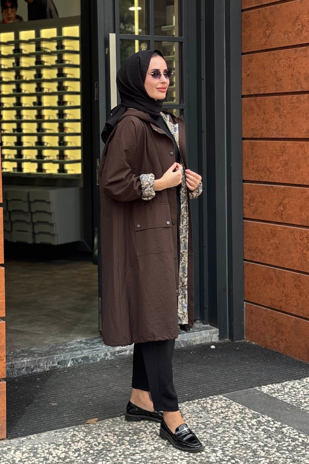 beiaz Nora Büzgülü Trençkot SK27-1001 Acı Kahve