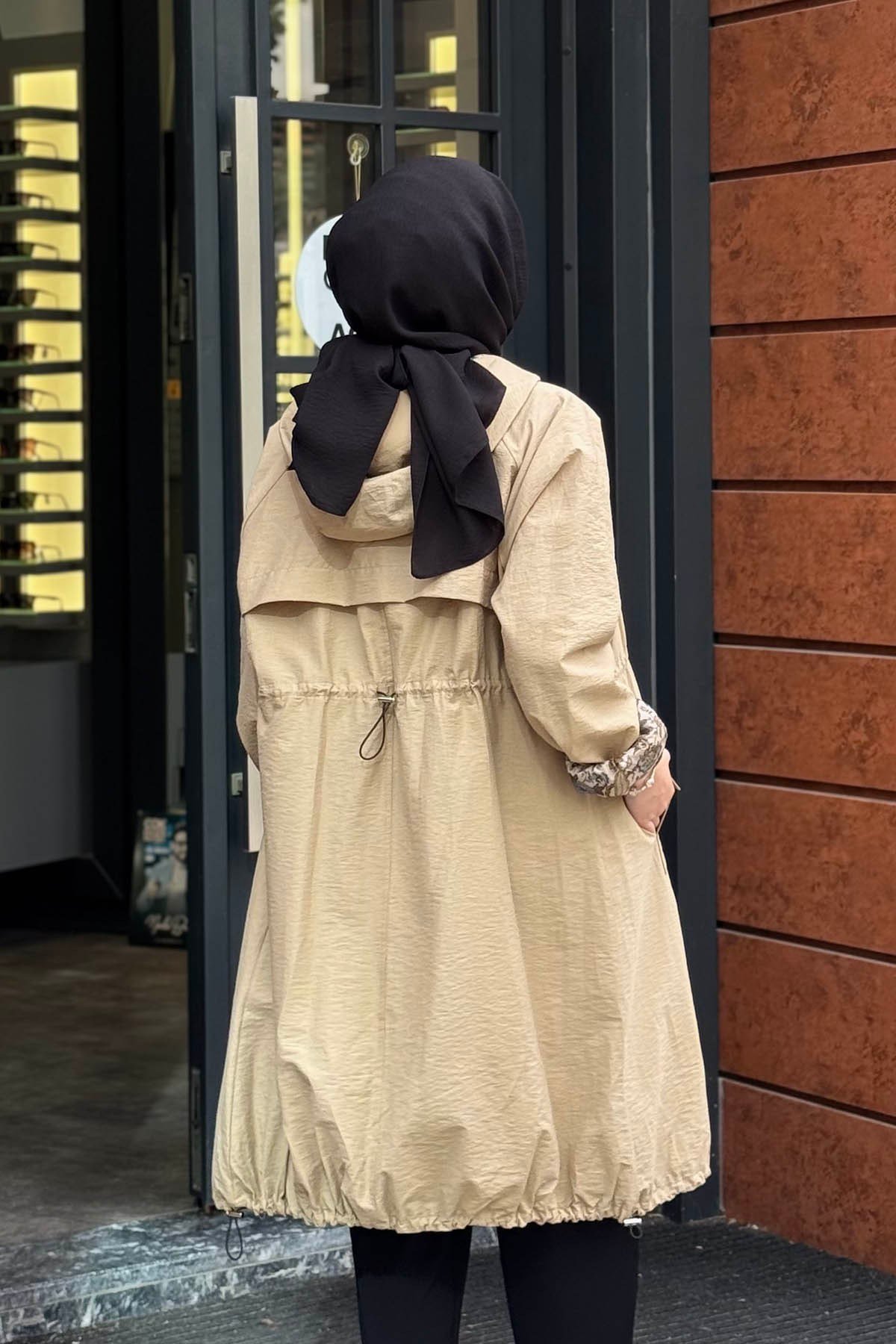 beiaz Nora Büzgülü Trençkot SK27-1001 Vizon