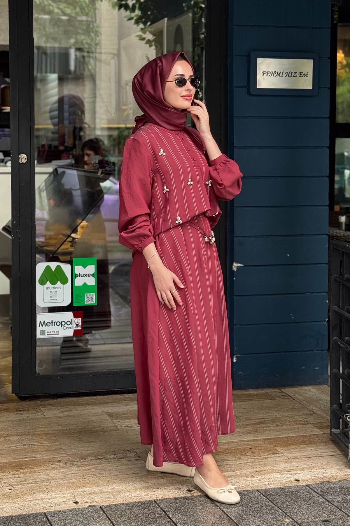 ceremony Etekli Takım 26Y917 Bordo