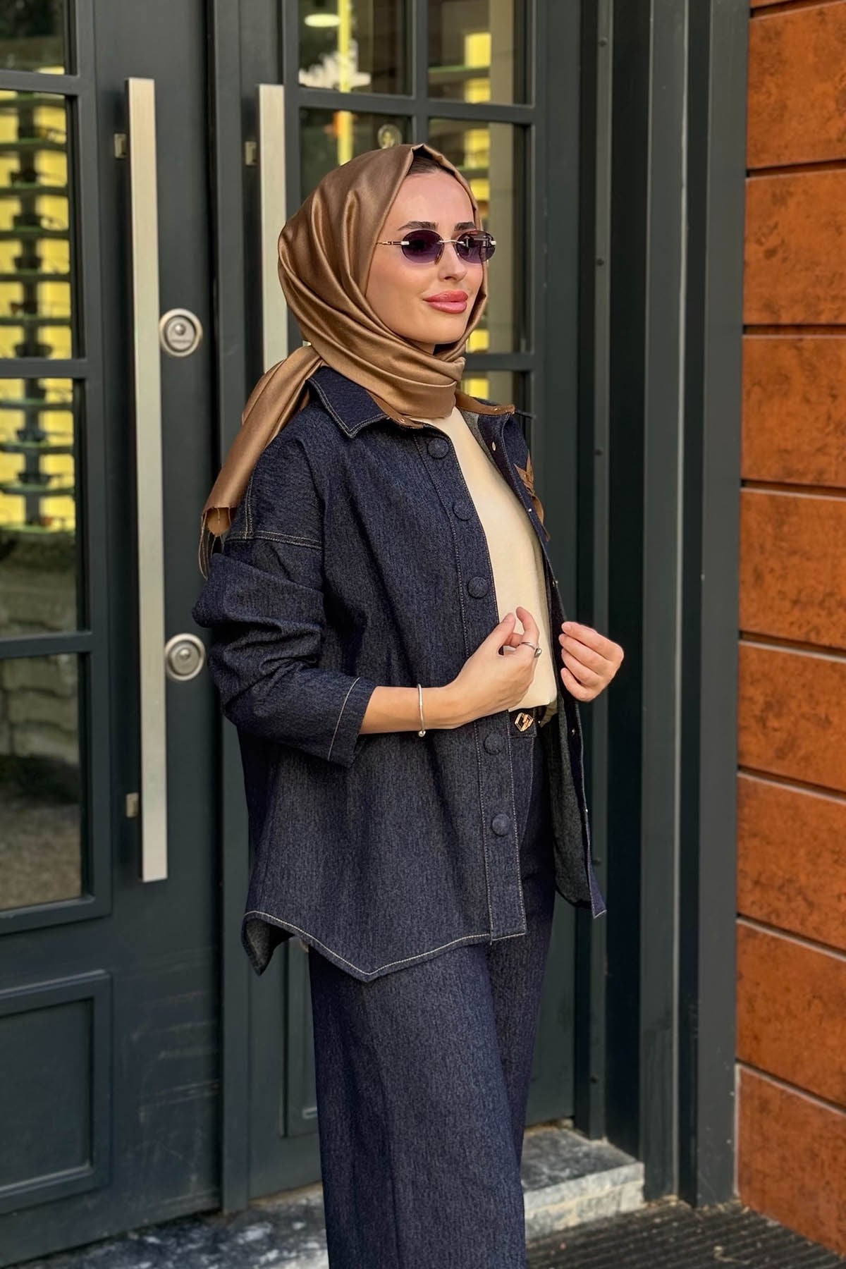 CEREMONY Örme Denim Gömlek 26K111 Lacivert