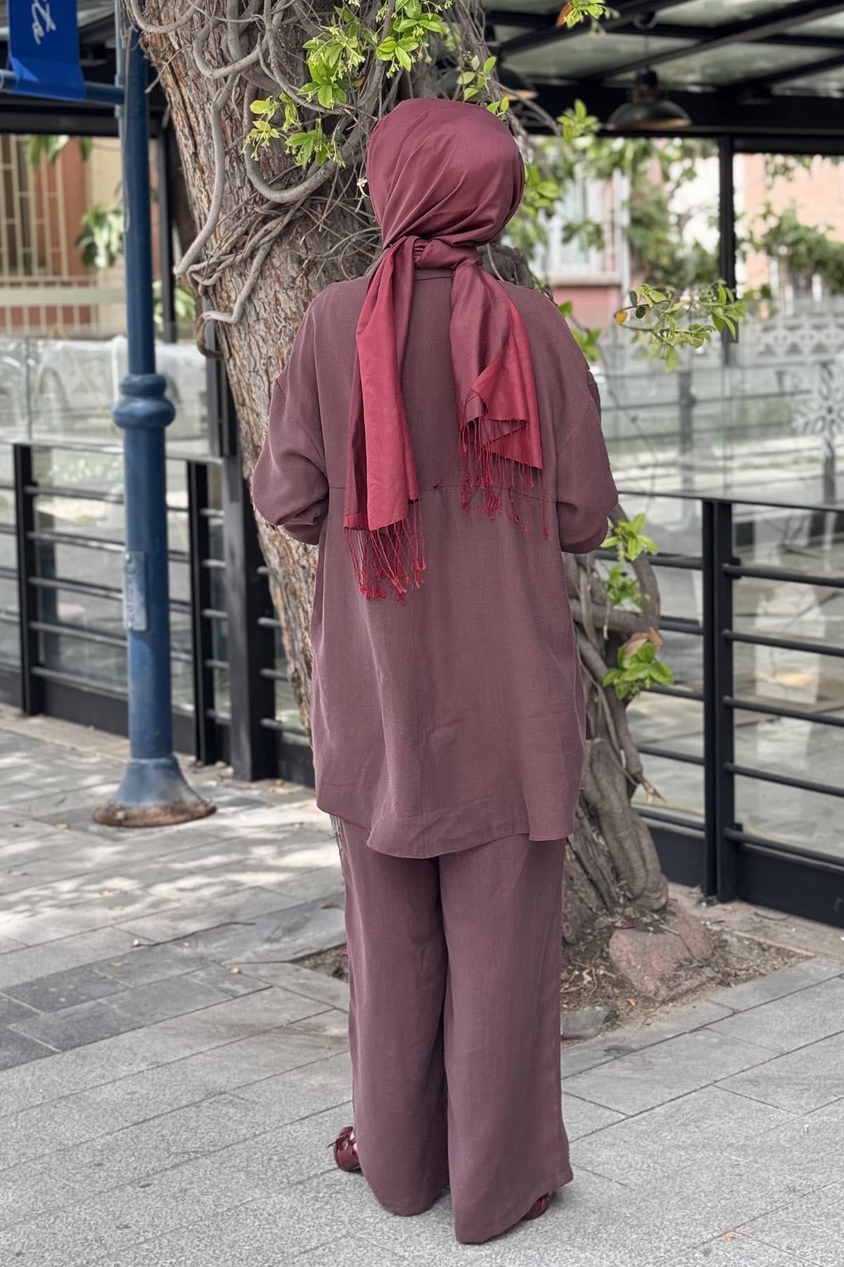 ceremony Pantolonlu Takım S-5954 Kızıl kahve