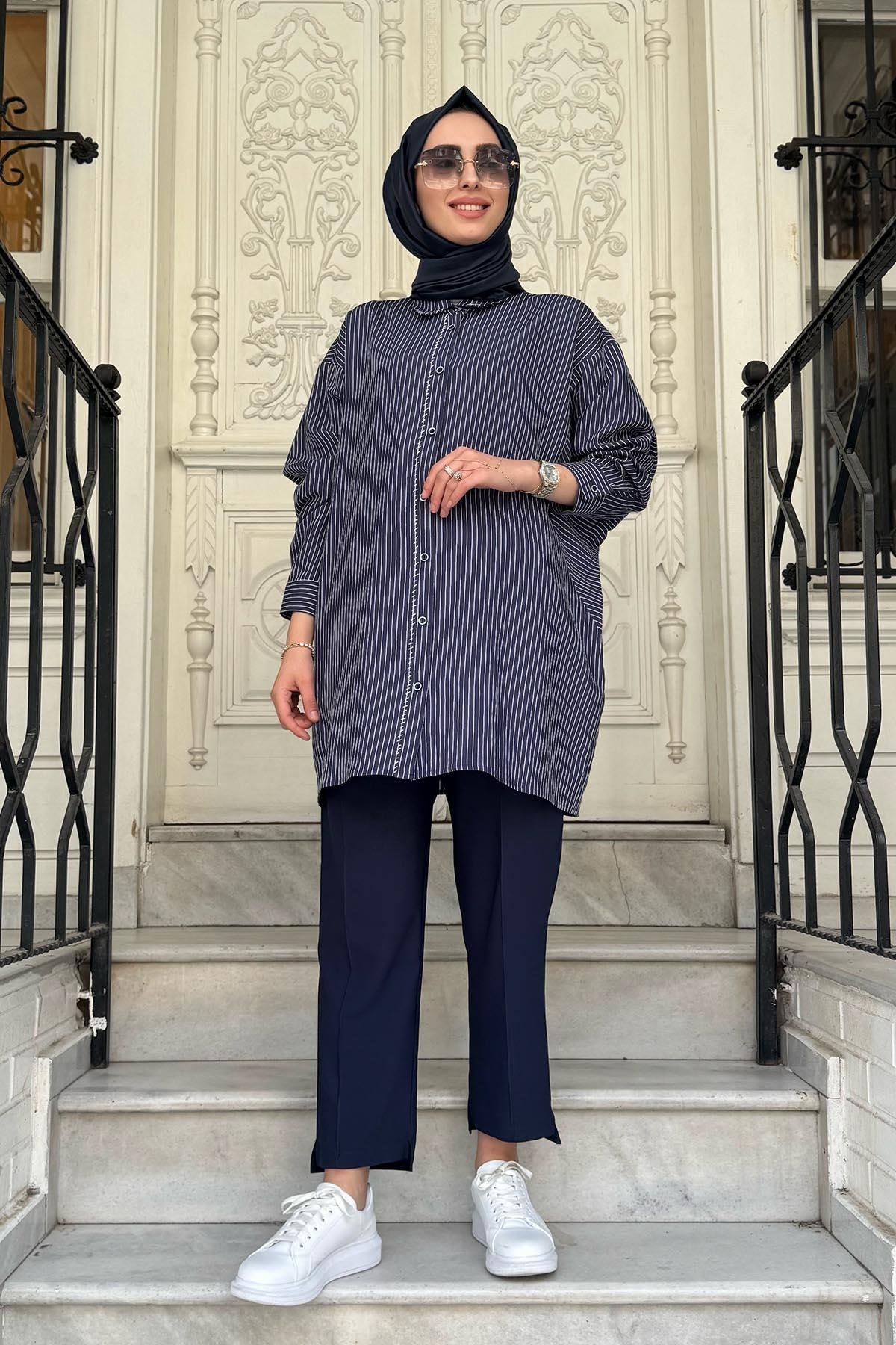 Cloche Alis Nakışlı Gömlek CL25Y02CL367201 Lacivert