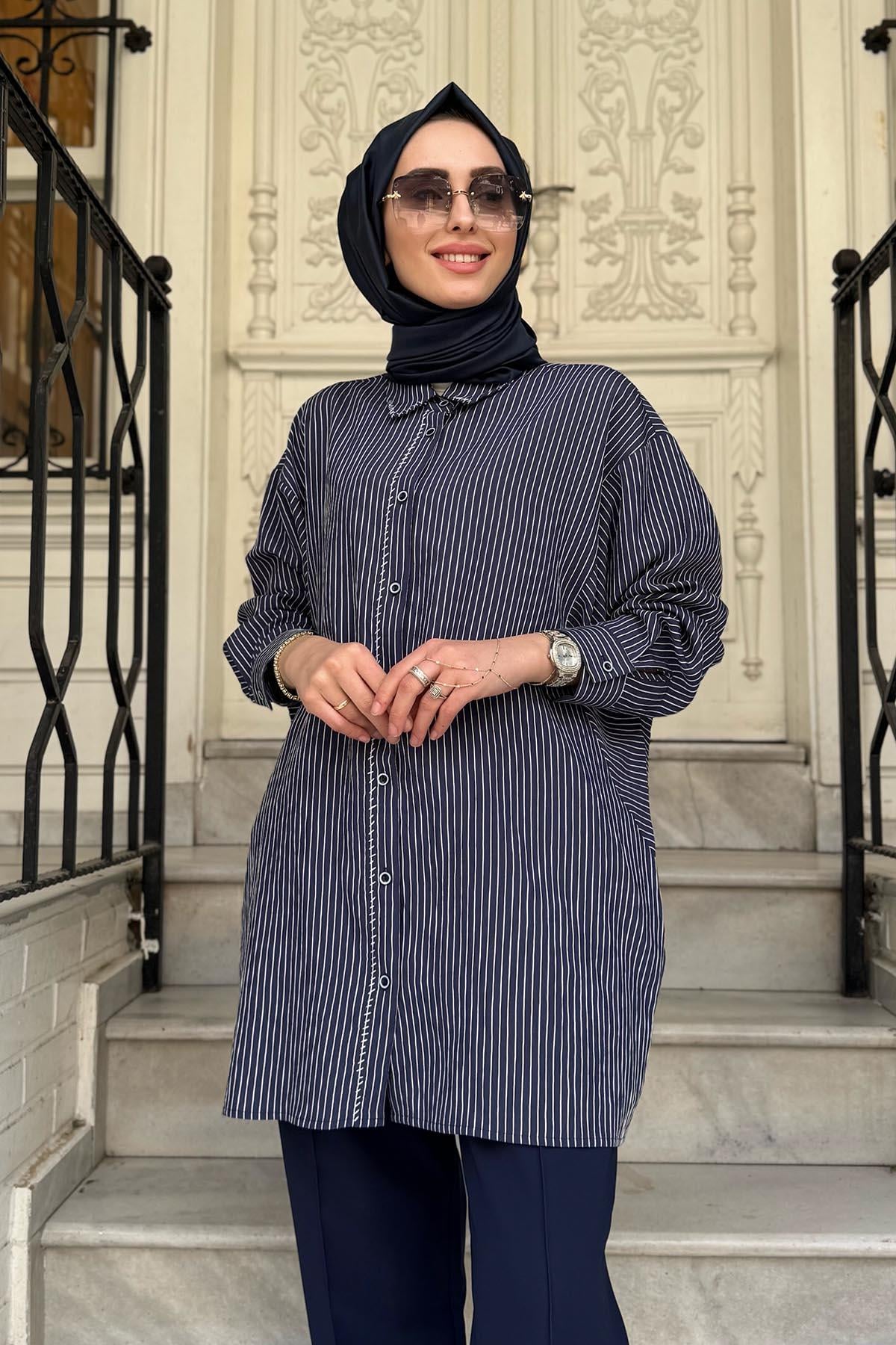 Cloche Alis Nakışlı Gömlek CL25Y02CL367201 Lacivert