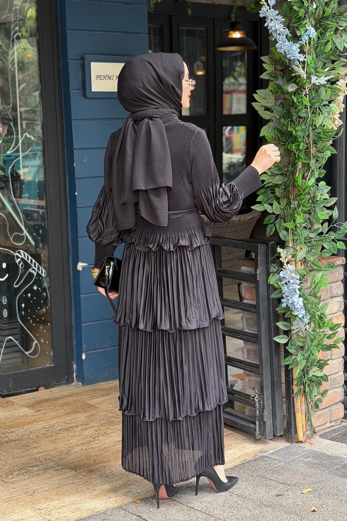 Ekshi Butik Elbise EKS022 Siyah