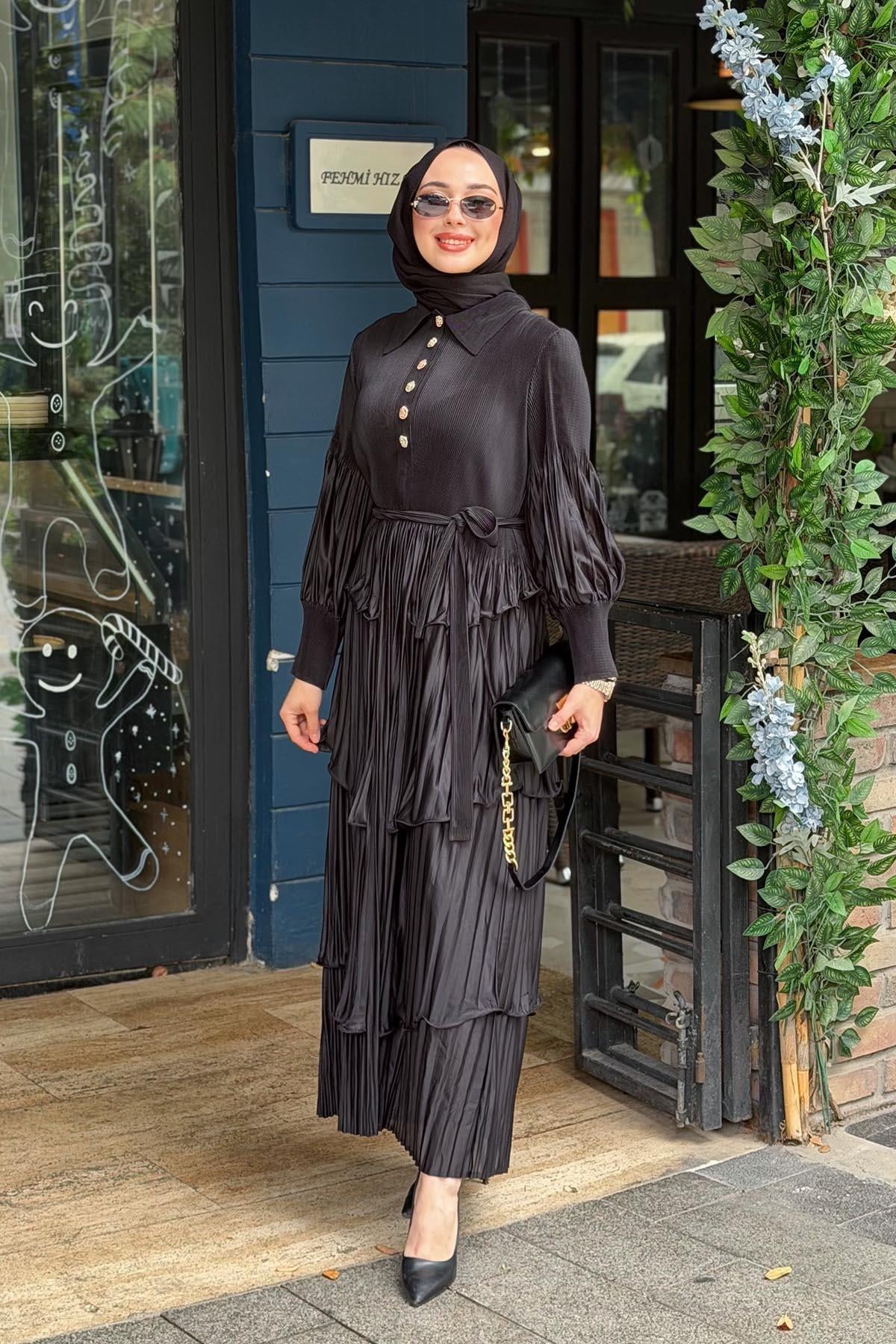 Ekshi Butik Elbise EKS022 Siyah