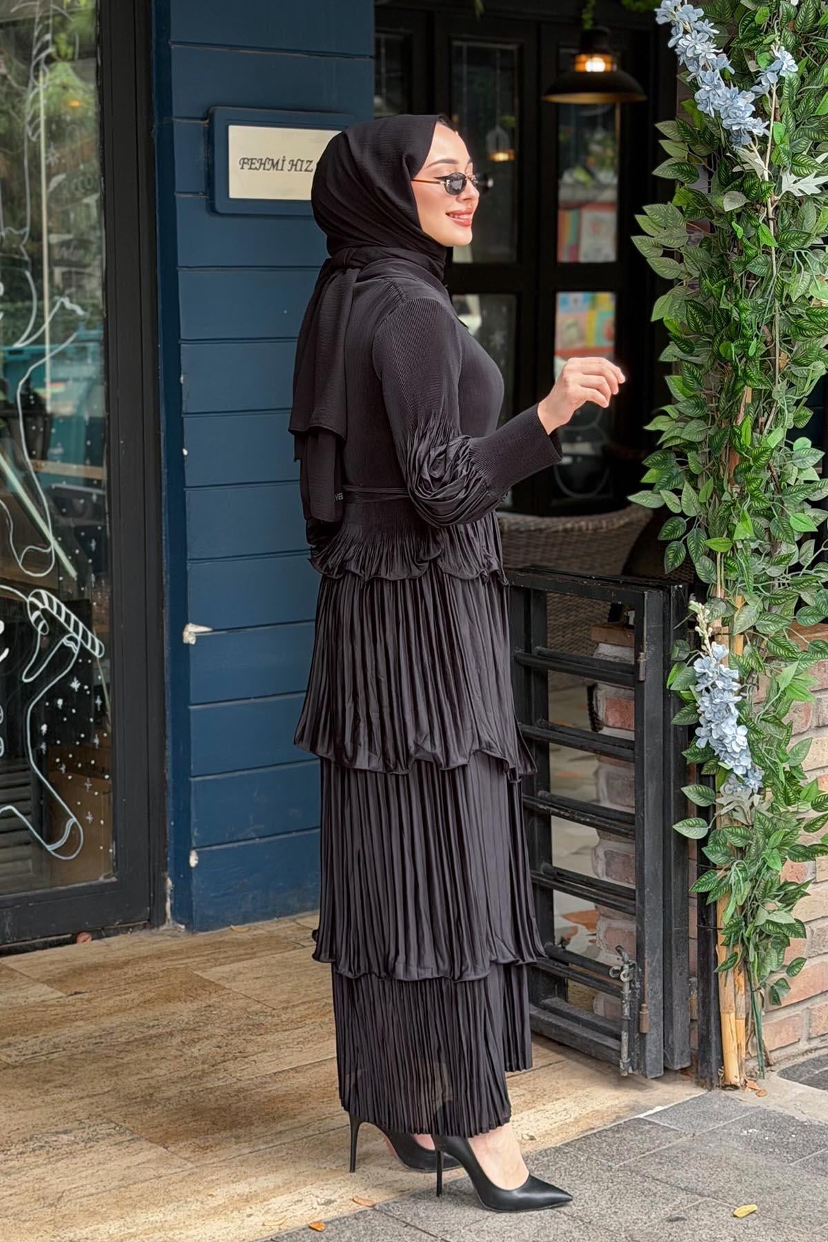 Ekshi Butik Elbise EKS022 Siyah