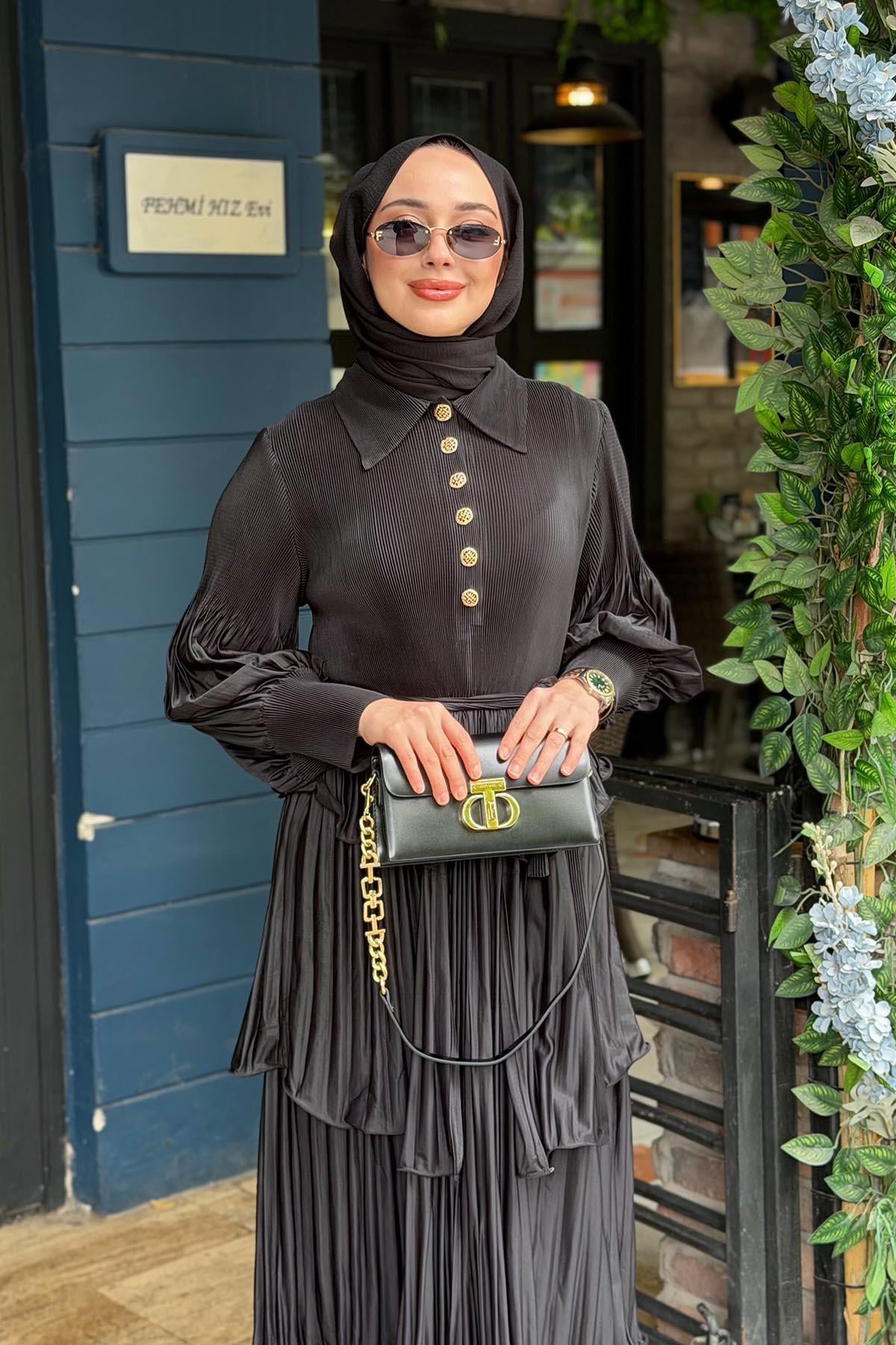 Ekshi Butik Elbise EKS022 Siyah