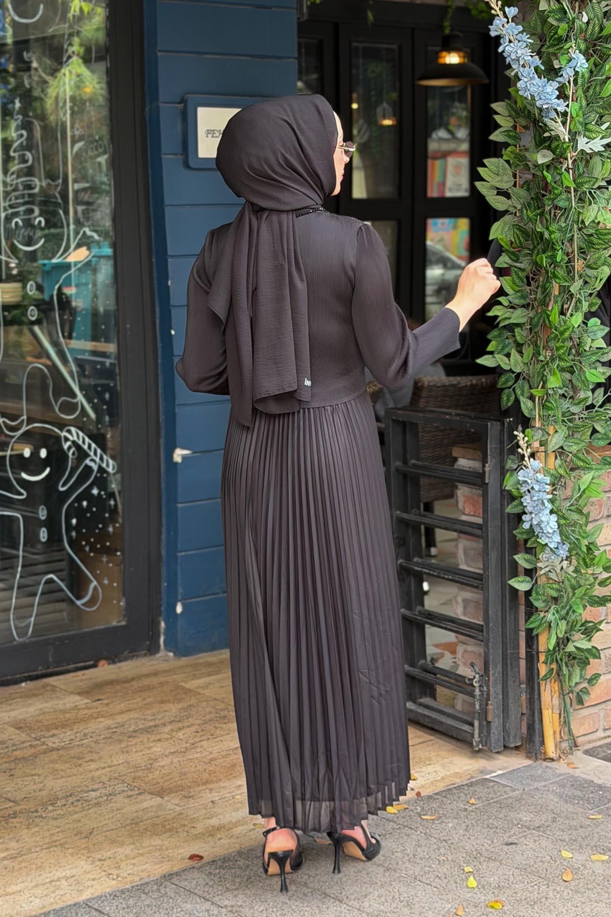 Ekshi Butik Elbise EKS023 Siyah