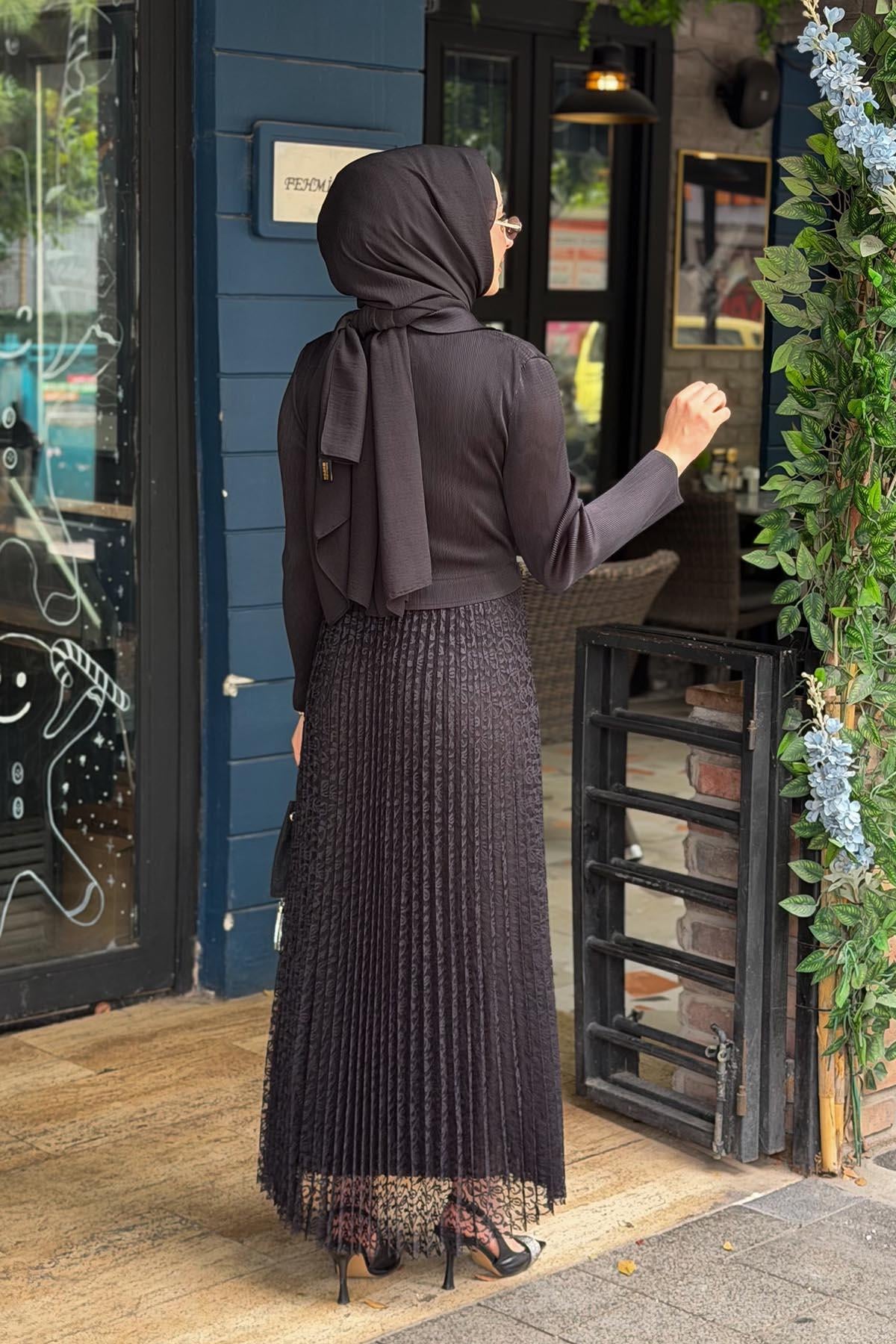 Ekshi Butik Elbise EKS025 Siyah