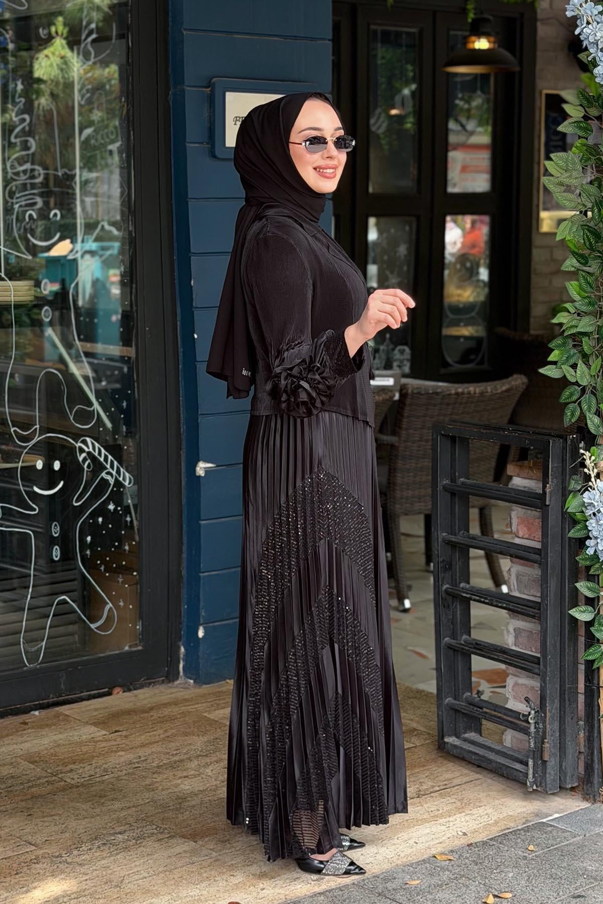 Ekshi Butik Elbise EKS026 Siyah