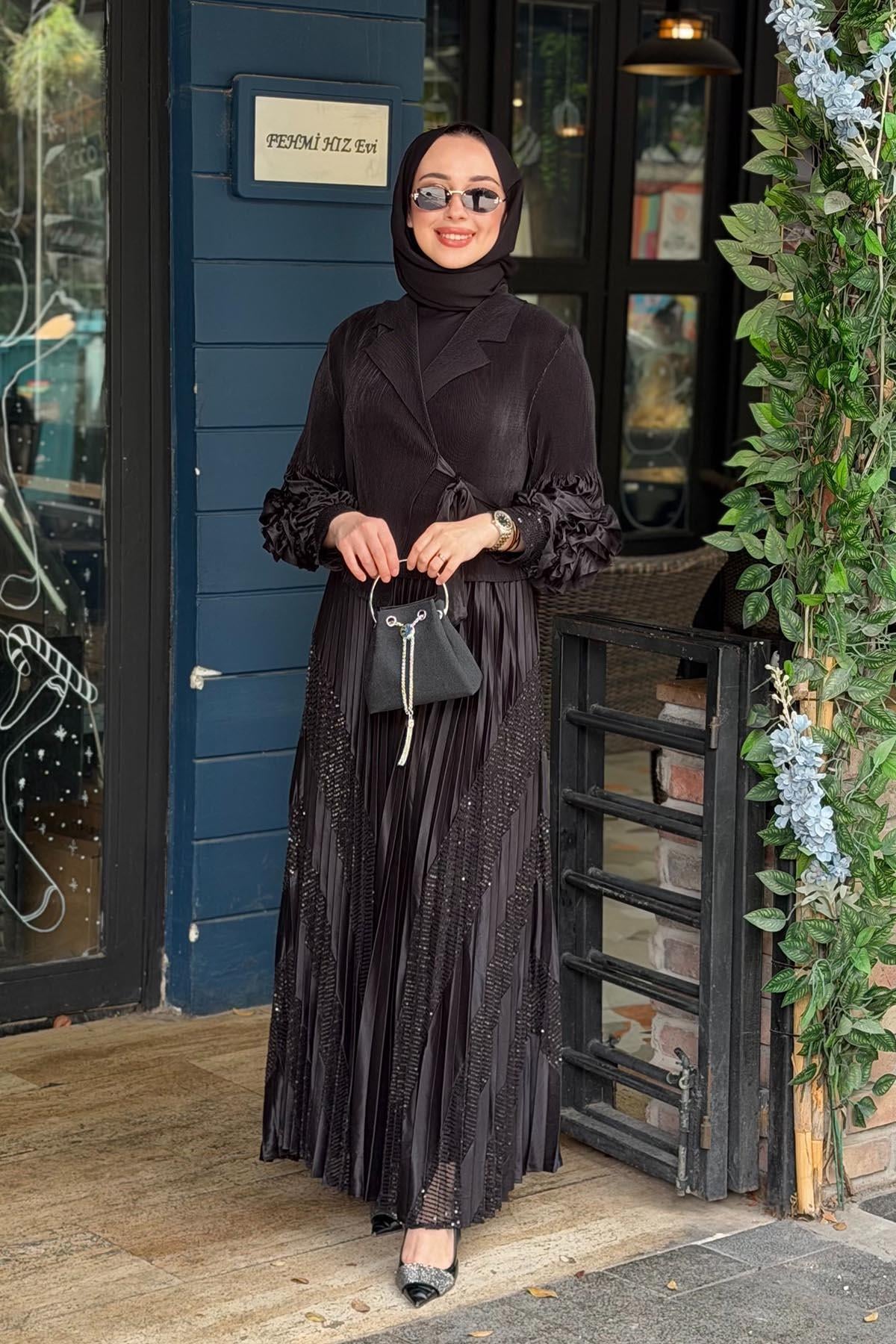 Ekshi Butik Elbise EKS026 Siyah