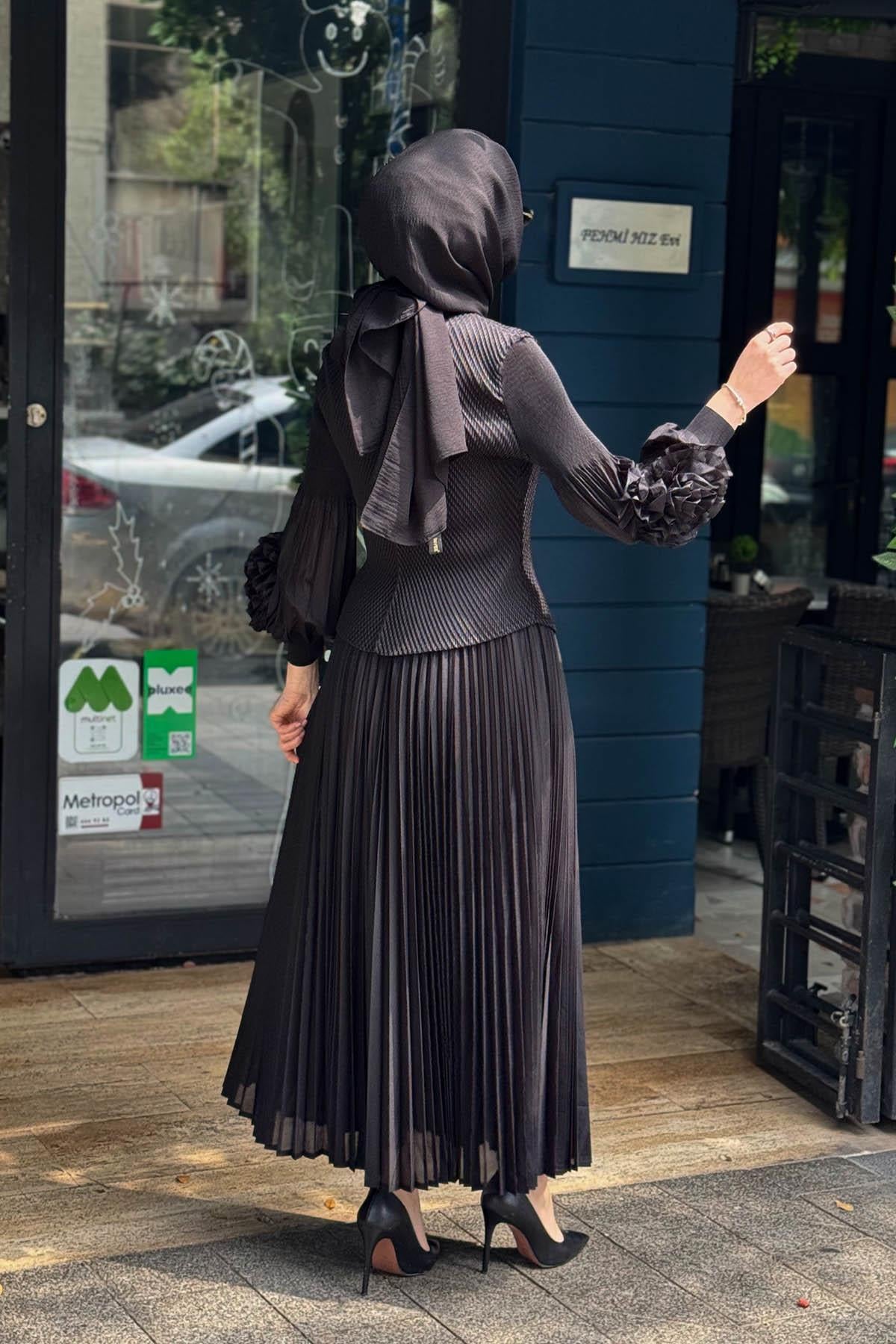 Ekshi Butik Etekli Takım EKS021 Siyah