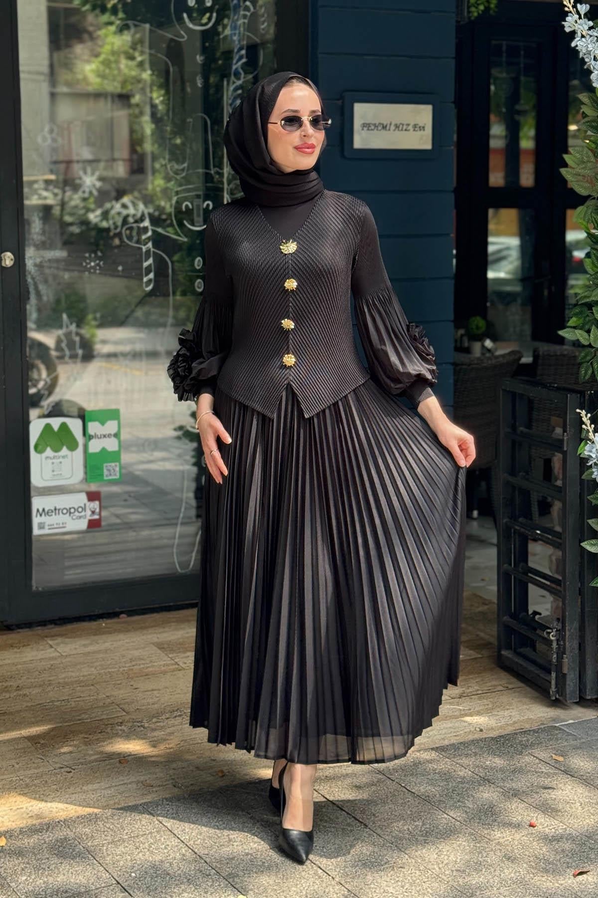 Ekshi Butik Etekli Takım EKS021 Siyah
