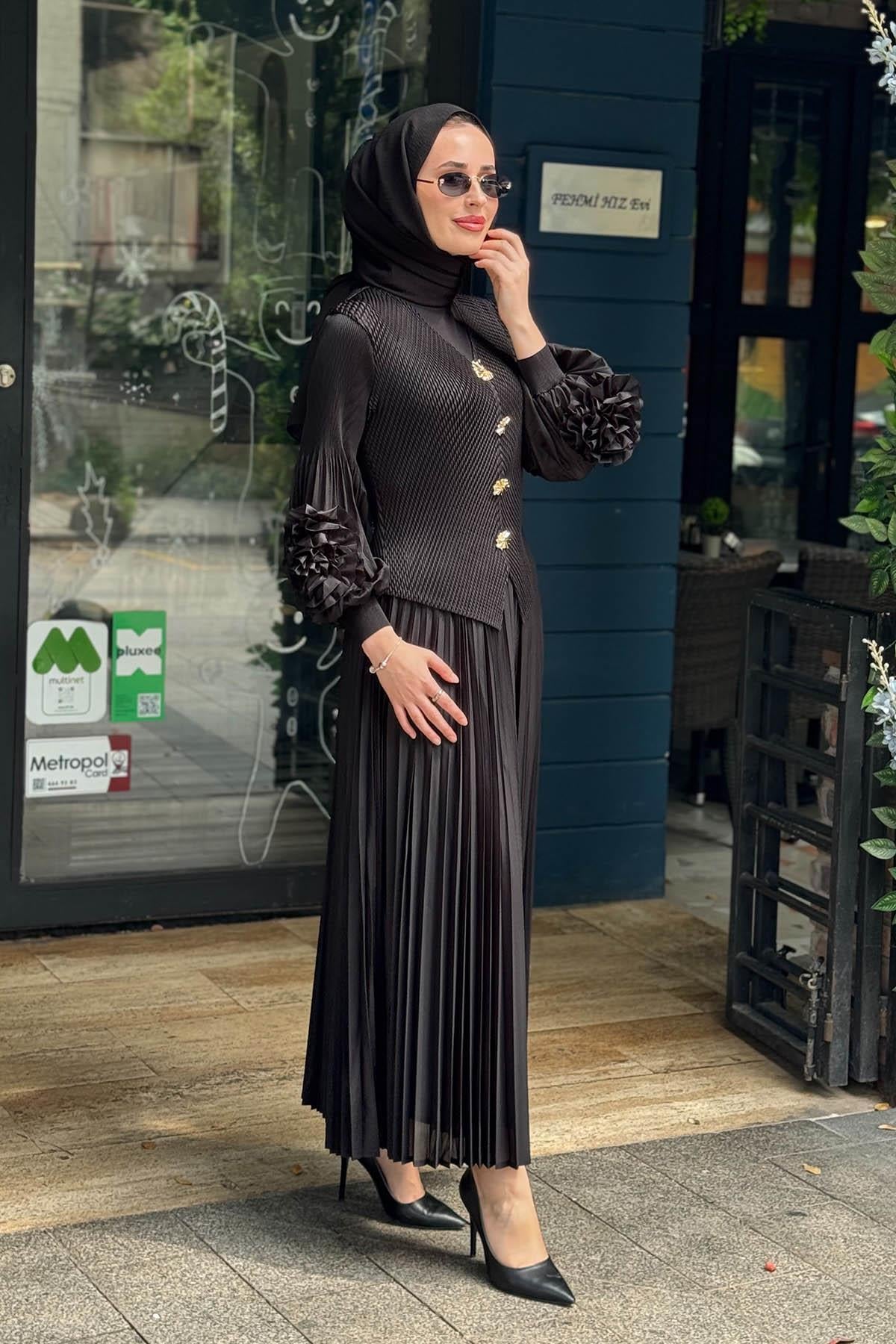 Ekshi Butik Etekli Takım EKS021 Siyah