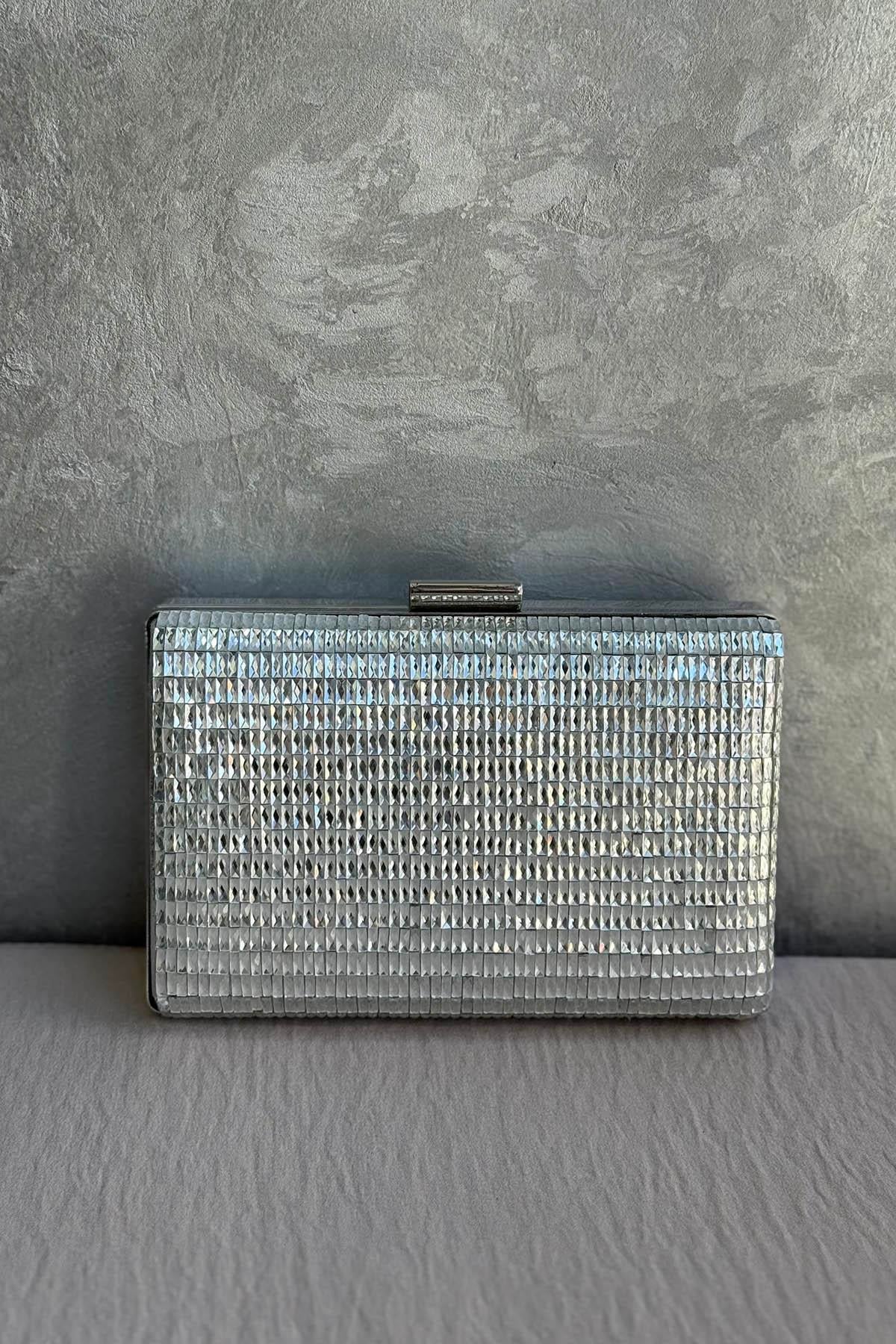 Ekshi Butik Mini Abiye Çanta 334 Gümüş