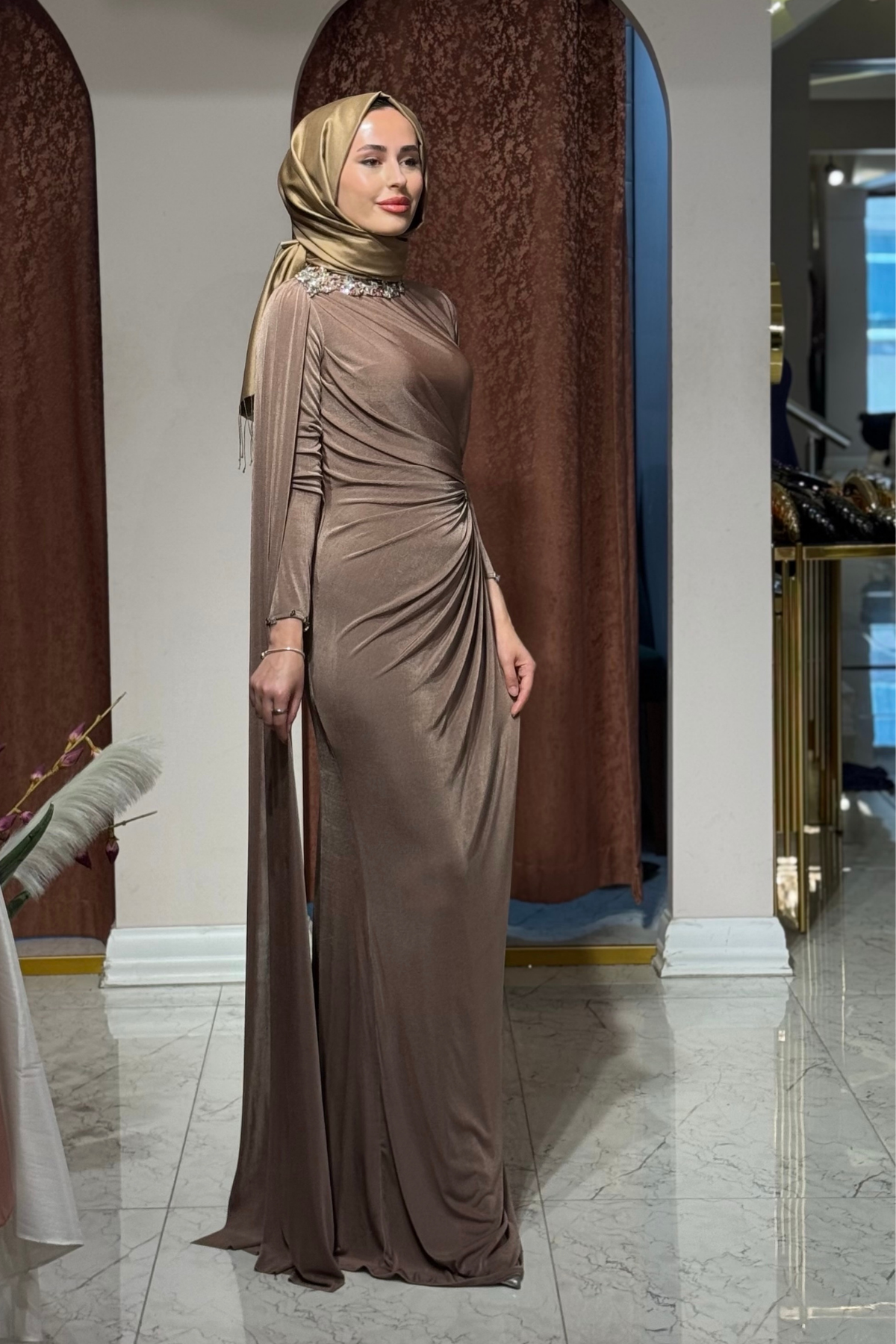 FASHION NIGHT Abiye 5820 Sütlü Kahve