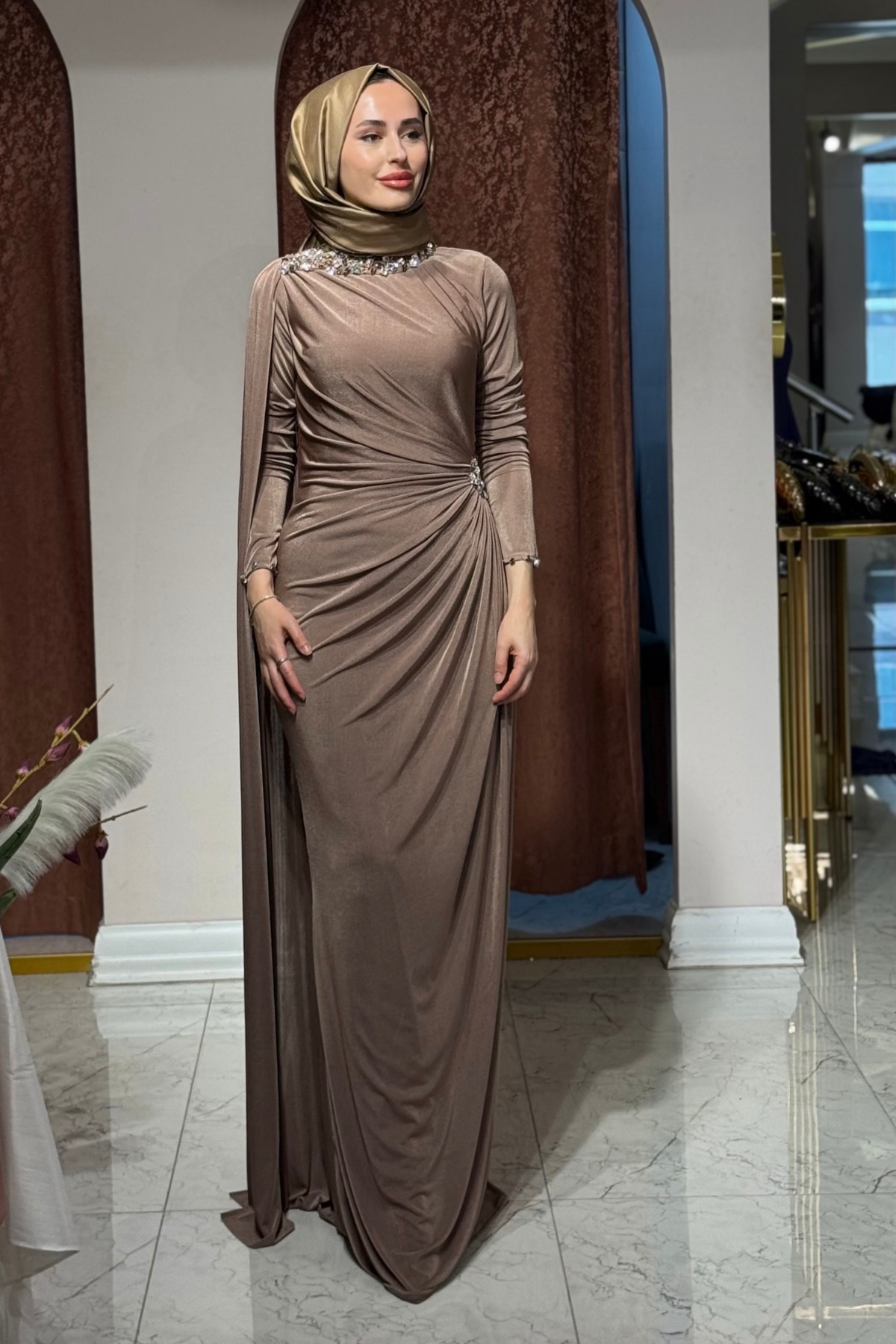 FASHION NIGHT Abiye 5820 Sütlü Kahve
