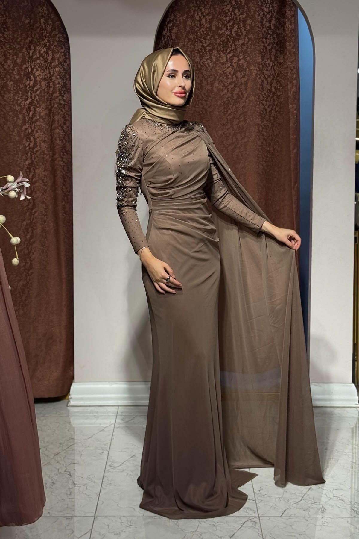 FASHION NIGHT Abiye 6220 Sütlü Kahve