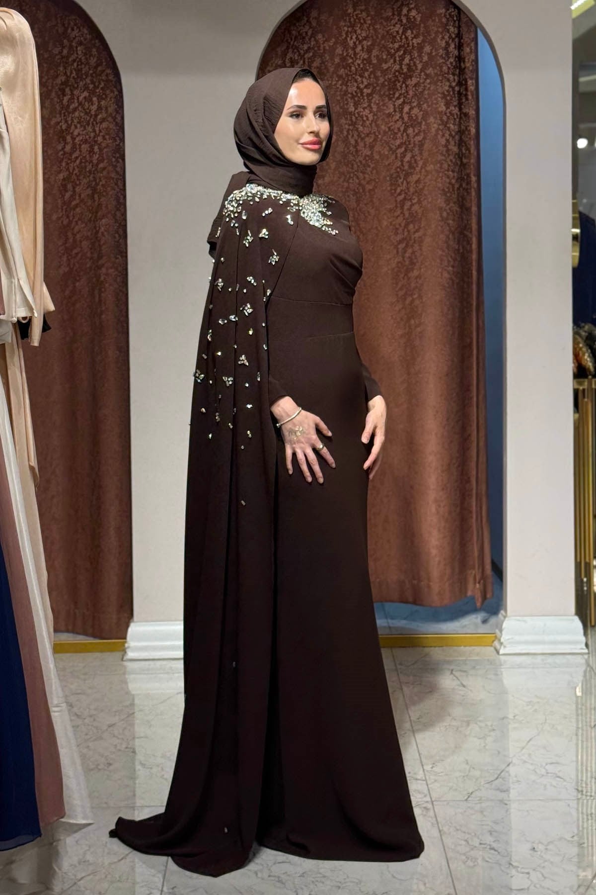 FASHION NIGHT Abiye 6870 Kahve