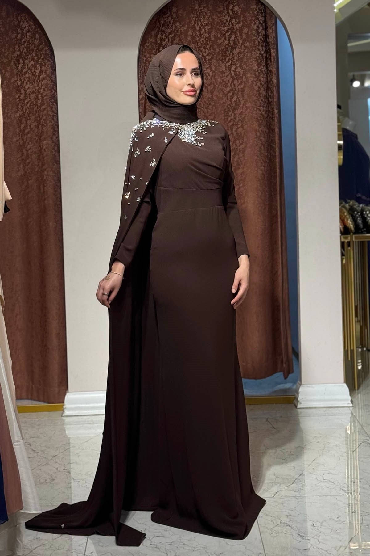 FASHION NIGHT Abiye 6870 Kahve