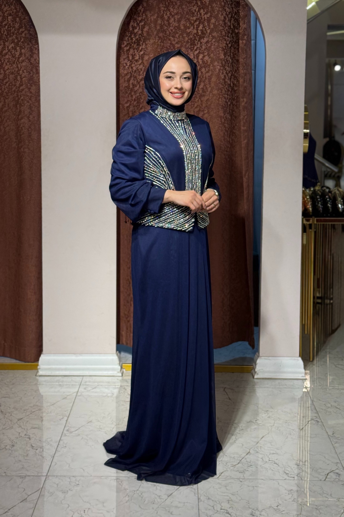 FASHION NIGHT Abiye 7520-B Lacivert
