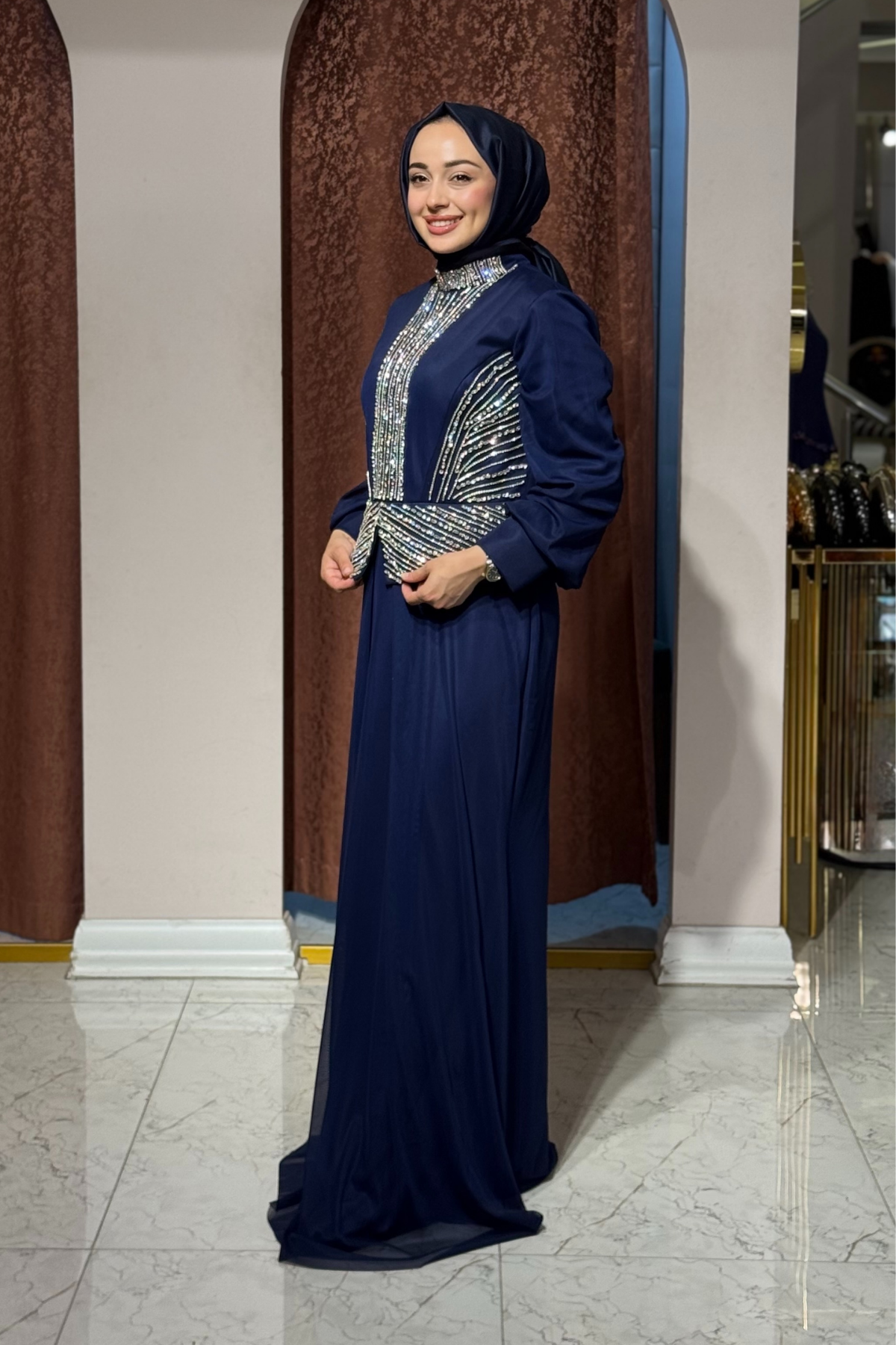 FASHION NIGHT Abiye 7520-B Lacivert