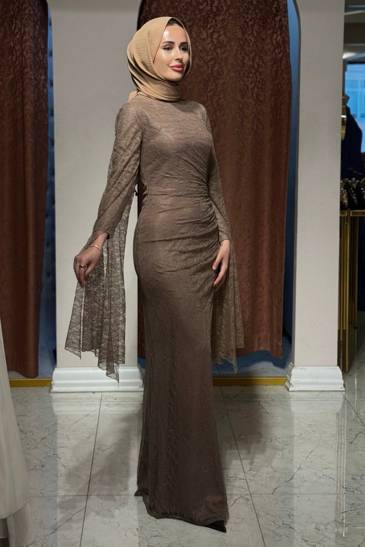 FASHION NIGHT Abiye 7550 Sütlü Kahve