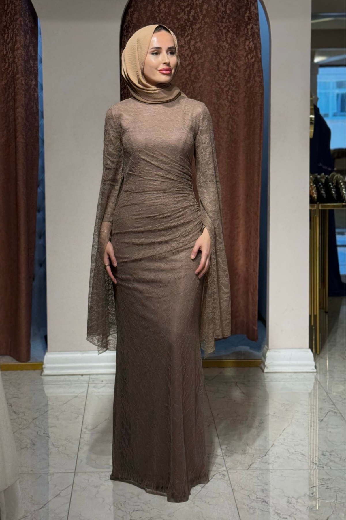 FASHION NIGHT Abiye 7550 Sütlü Kahve