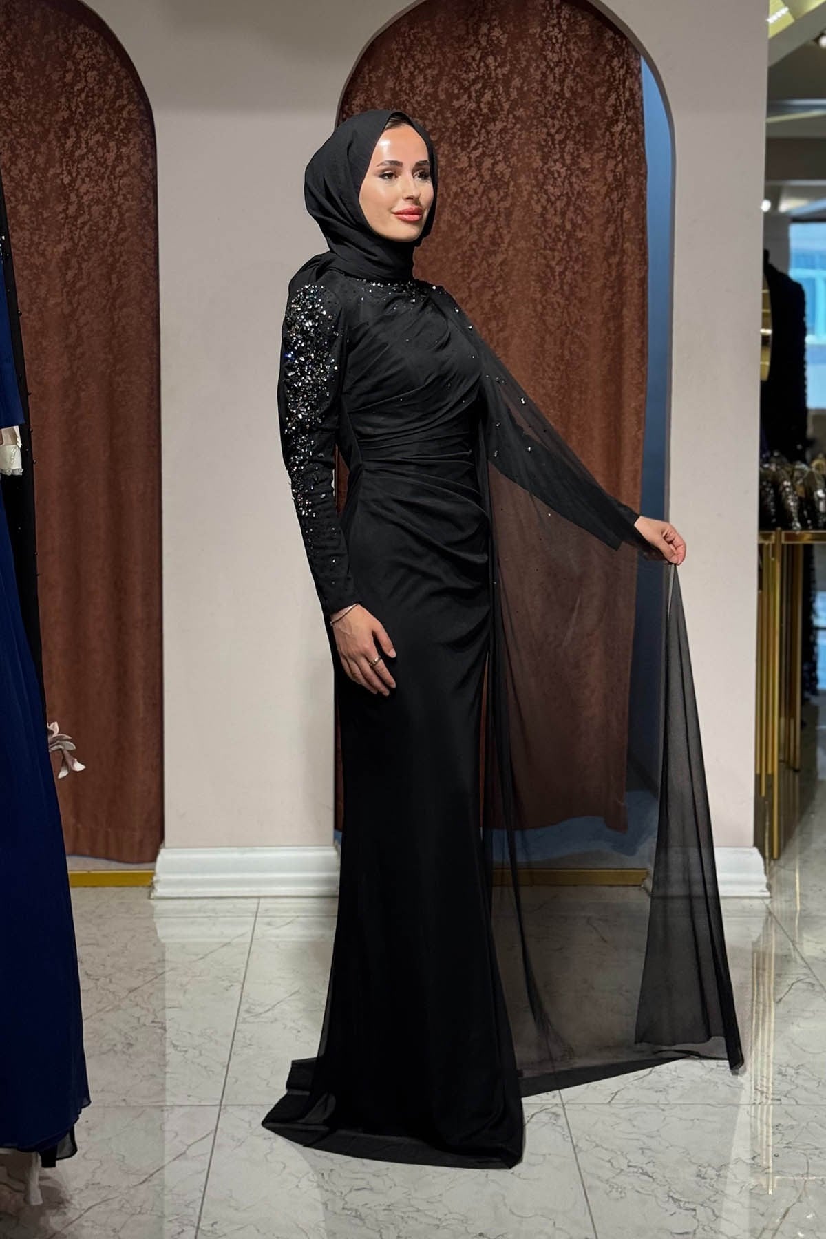 FASHION NIGHT Büyük Beden Abiye 6220B Siyah