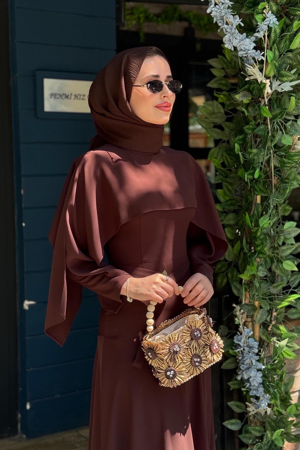 FERİHA SARIOĞLU Asude Elbise FRHASD Kahve