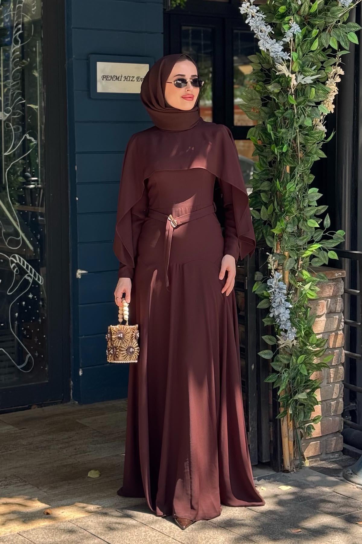 FERİHA SARIOĞLU Asude Elbise FRHASD Kahve