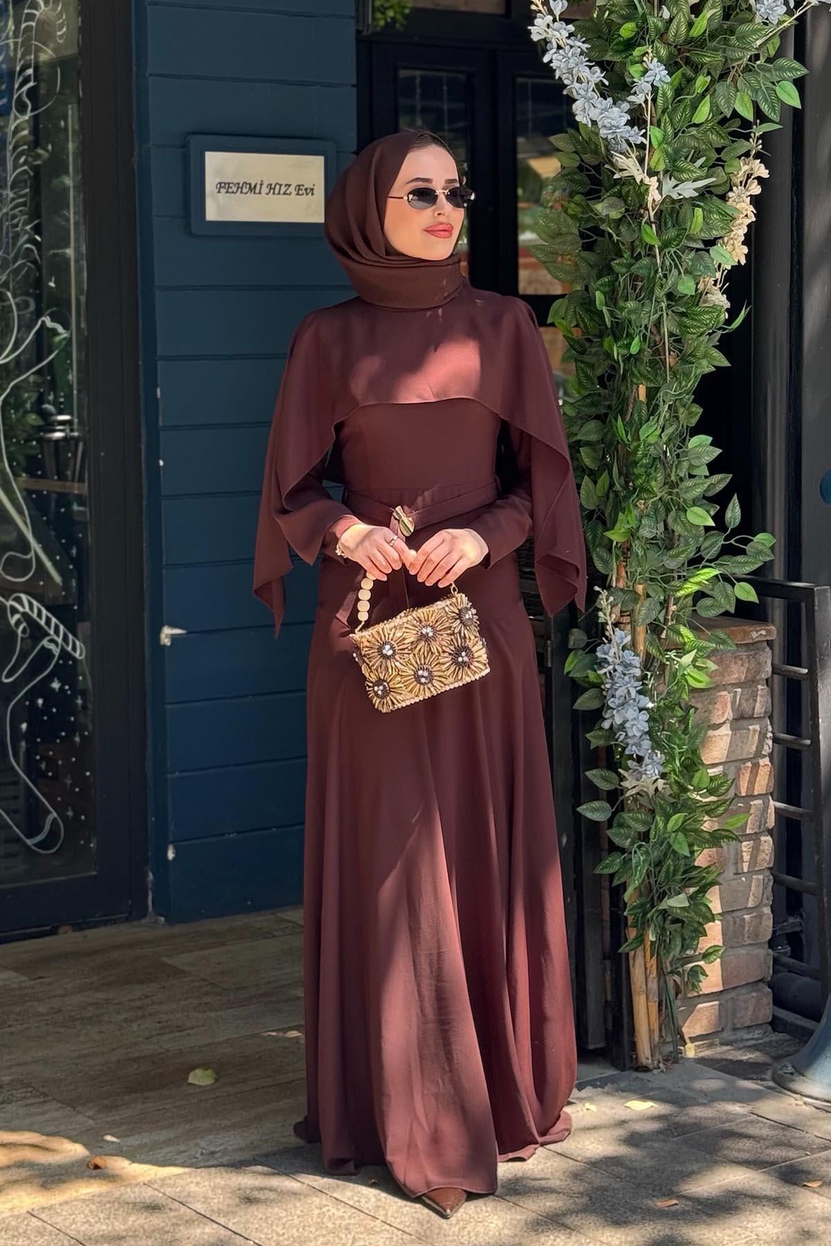 FERİHA SARIOĞLU Asude Elbise FRHASD Kahve