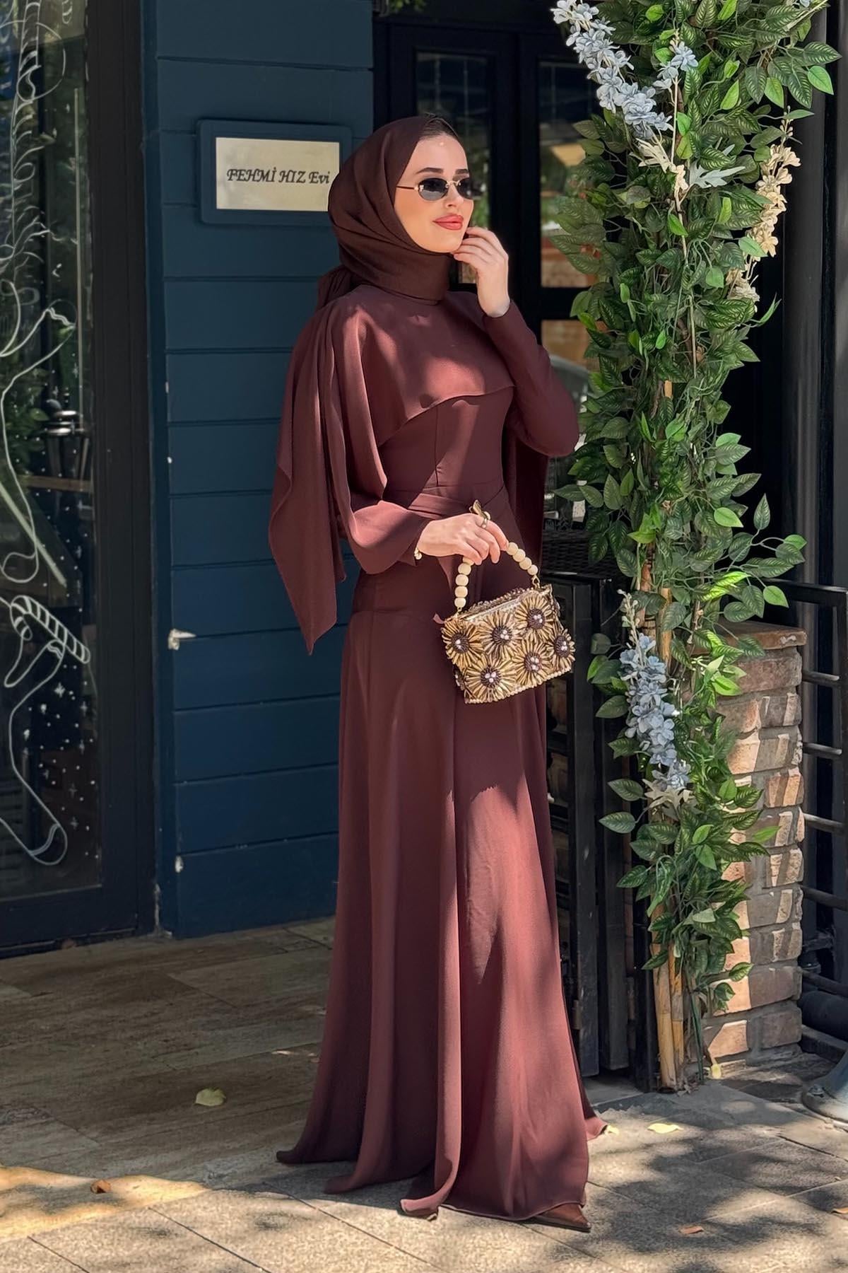 FERİHA SARIOĞLU Asude Elbise FRHASD Kahve