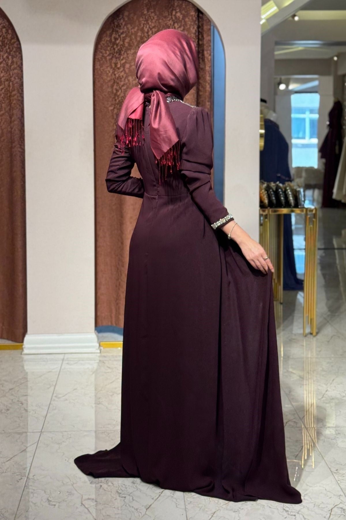 FERİHA SARIOĞLU Ayça Abiye FRHAYC Bordo