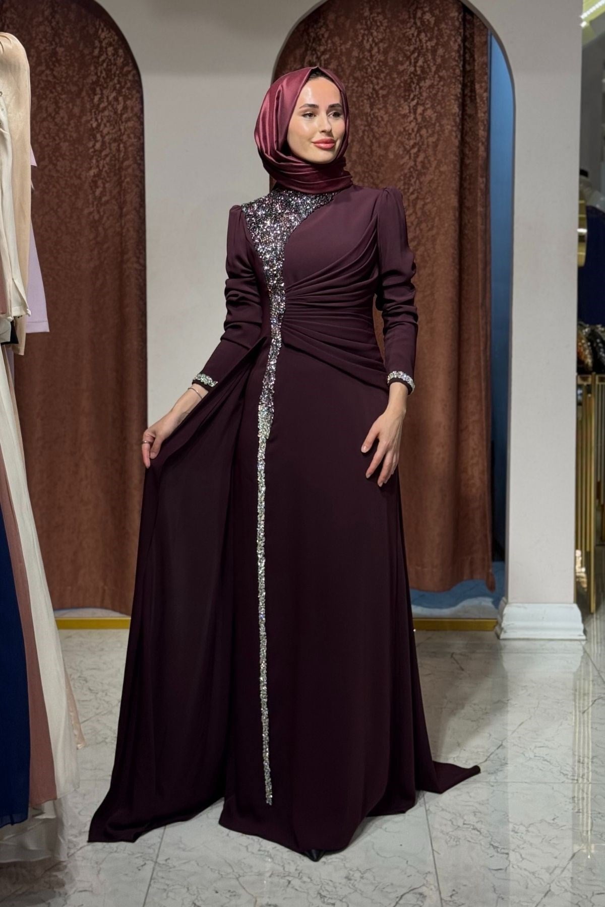 FERİHA SARIOĞLU Ayça Abiye FRHAYC Bordo