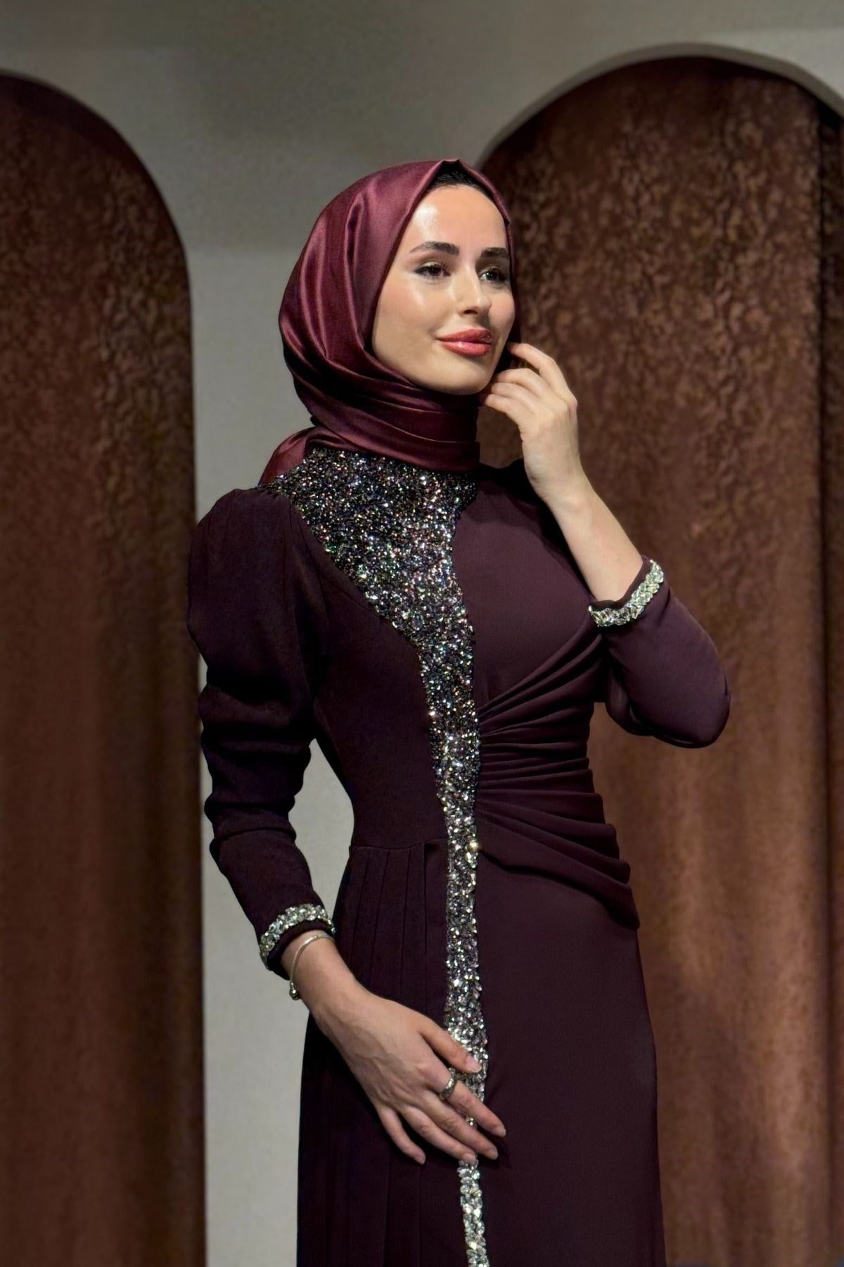 FERİHA SARIOĞLU Ayça Abiye FRHAYC Bordo