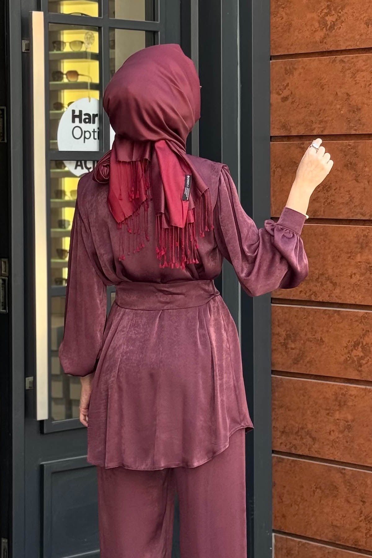 FERİHA SARIOĞLU Ekin Pantolonlu Takım FRHEKN Bordo
