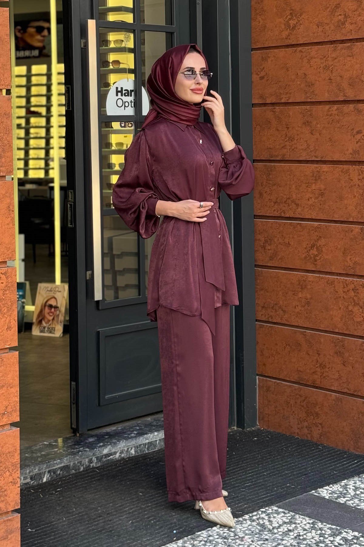 FERİHA SARIOĞLU Ekin Pantolonlu Takım FRHEKN Bordo