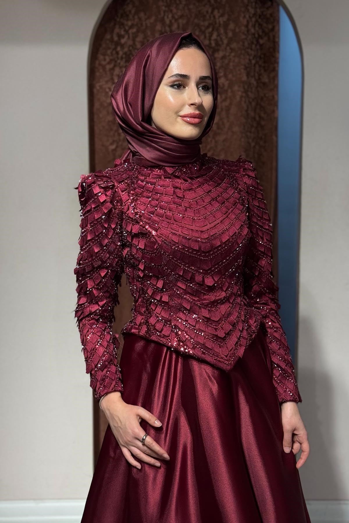 FERİHA SARIOĞLU Hande Abiye FRHHND Bordo
