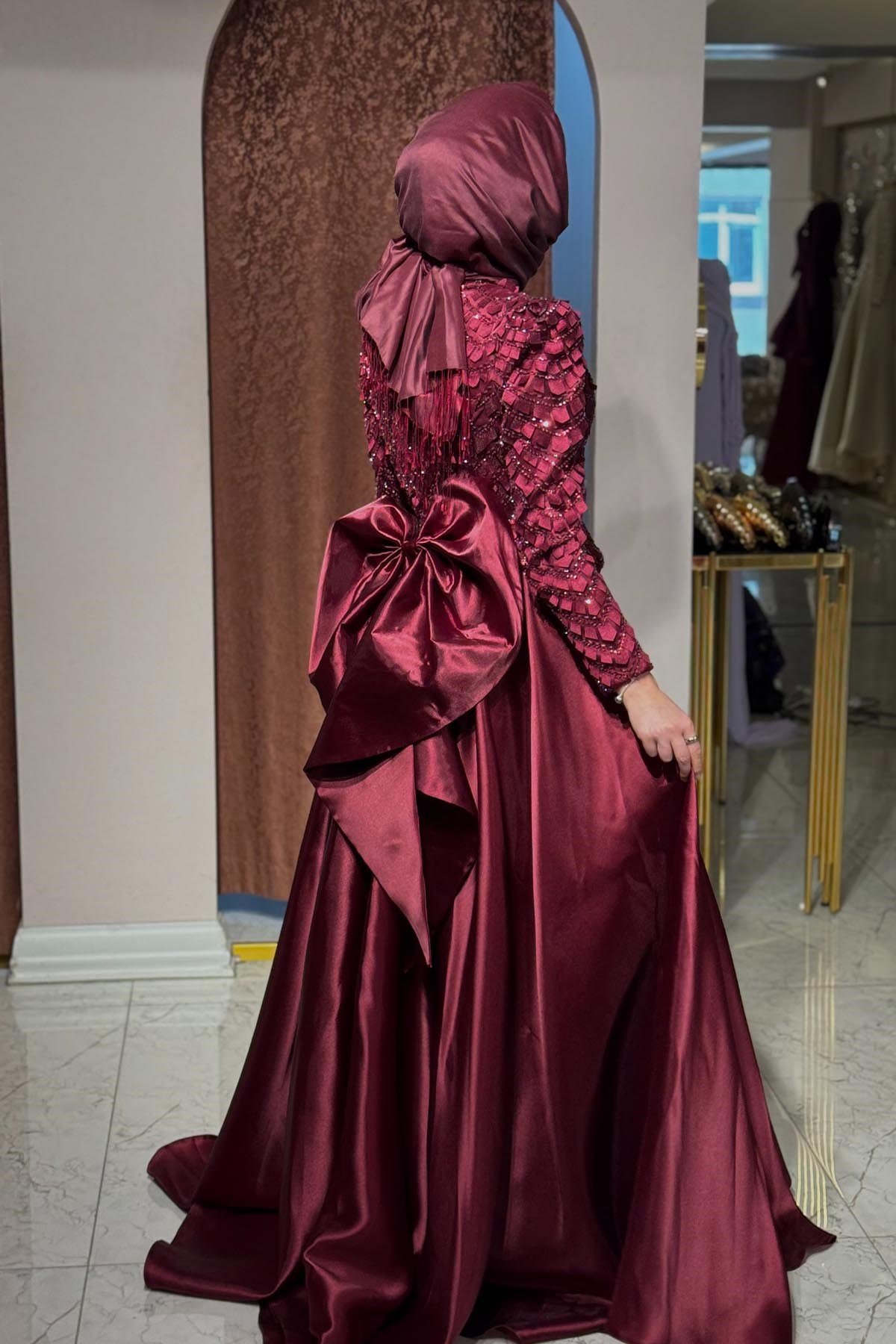 FERİHA SARIOĞLU Hande Abiye FRHHND Bordo