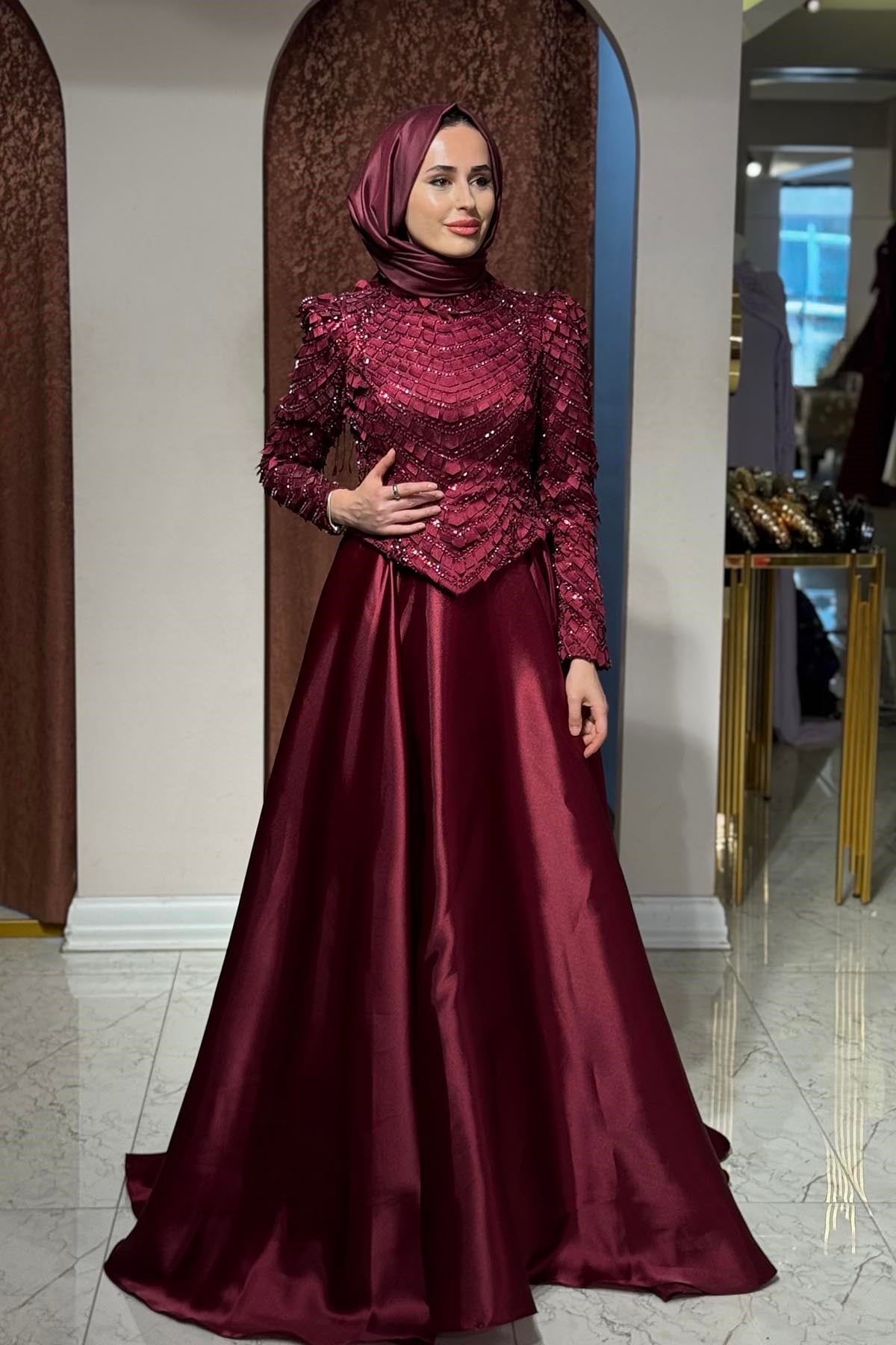 FERİHA SARIOĞLU Hande Abiye FRHHND Bordo