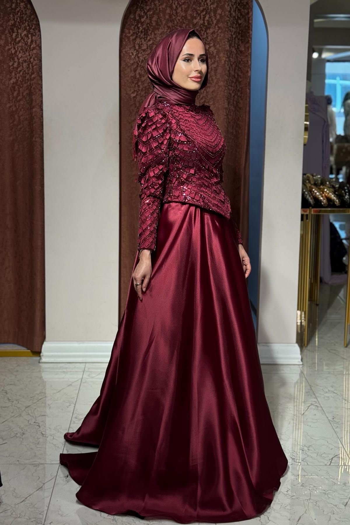 FERİHA SARIOĞLU Hande Abiye FRHHND Bordo
